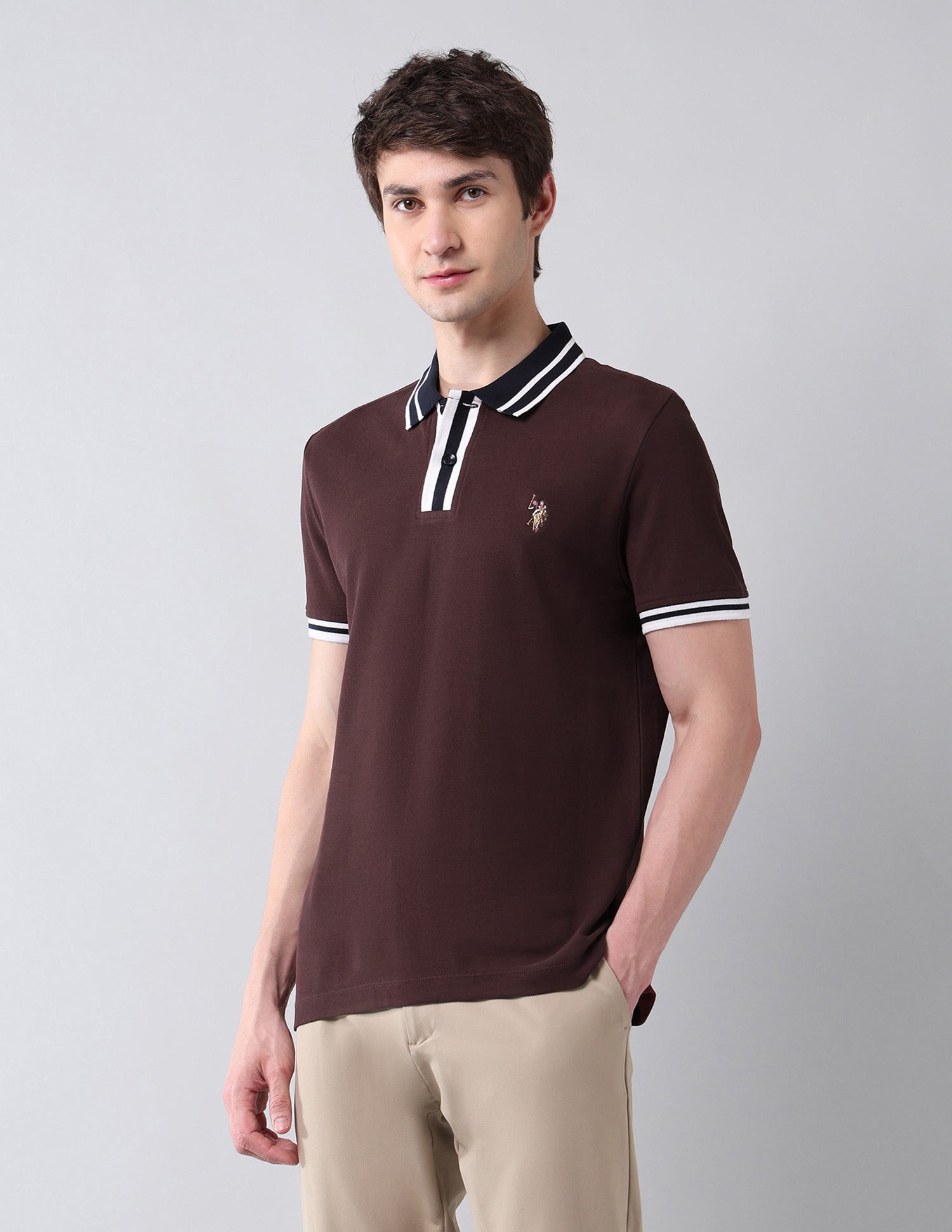Solid Pure Cotton Americana Polo Shirt Maroon - U.S. Polo Assn. India | Large
