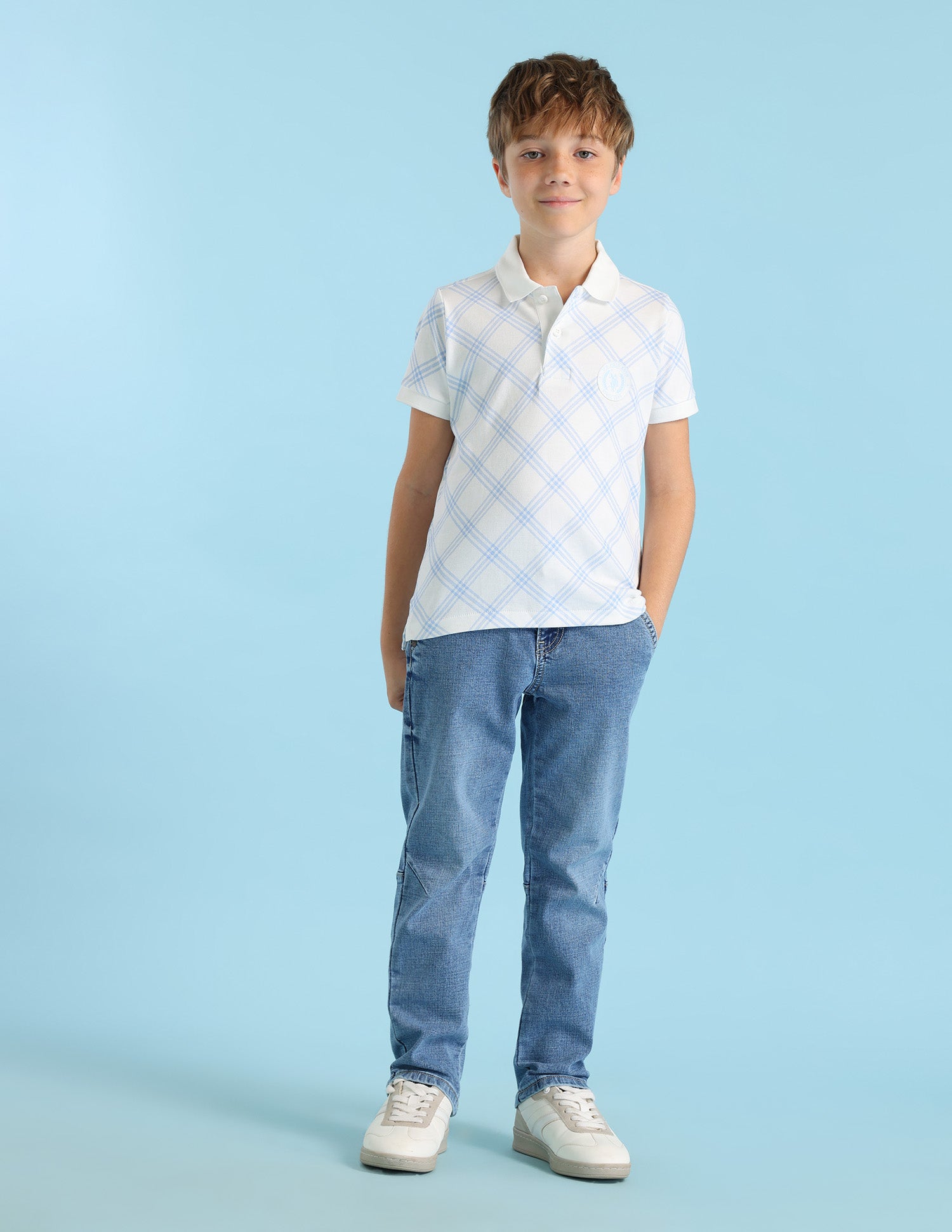 Boys Checked Regular Fit Polo Shirt White - U.S. POLO ASSN. | Large