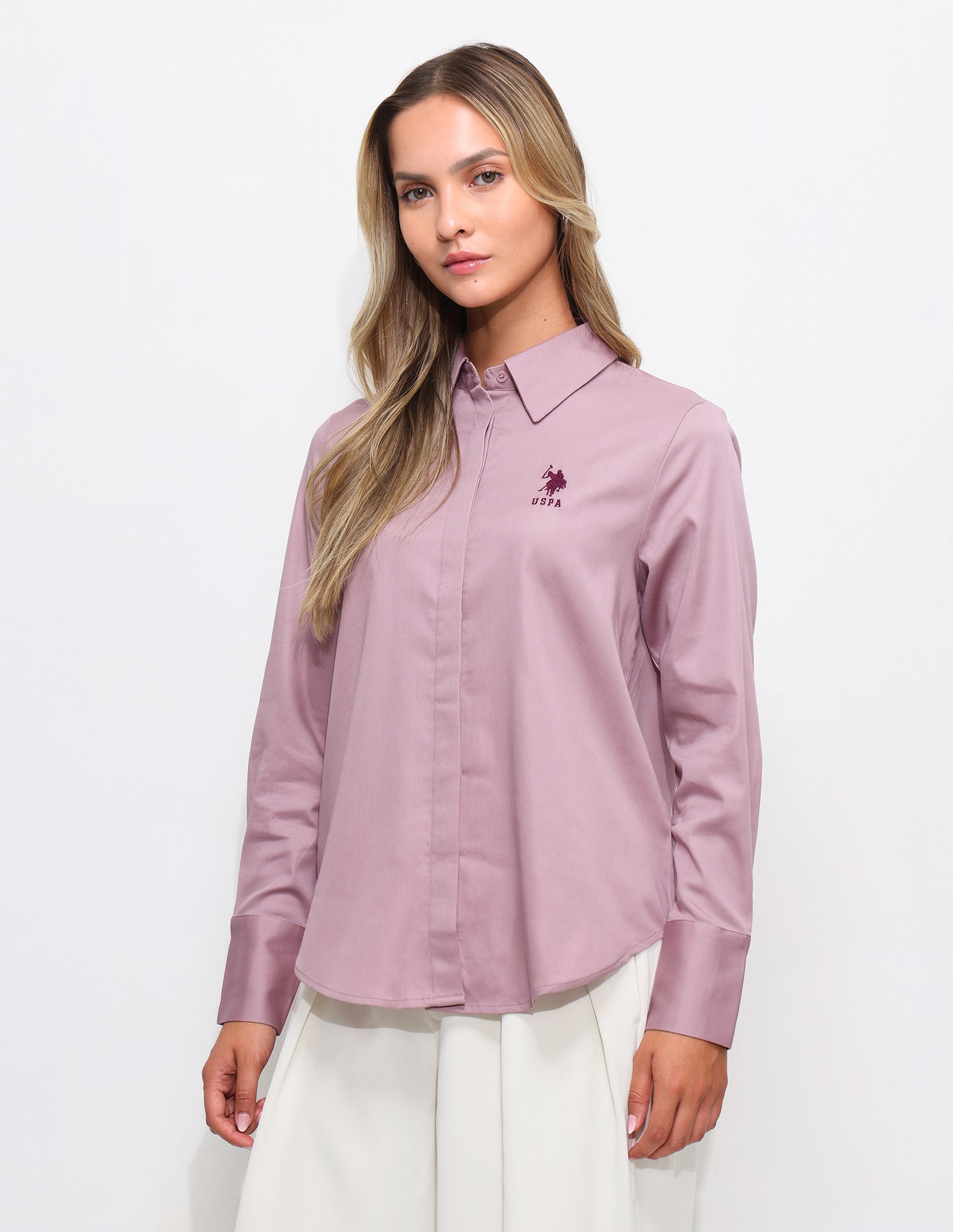 Regular Fit Satin Shirt Light Pink - U.S. Polo Assn. India | Large