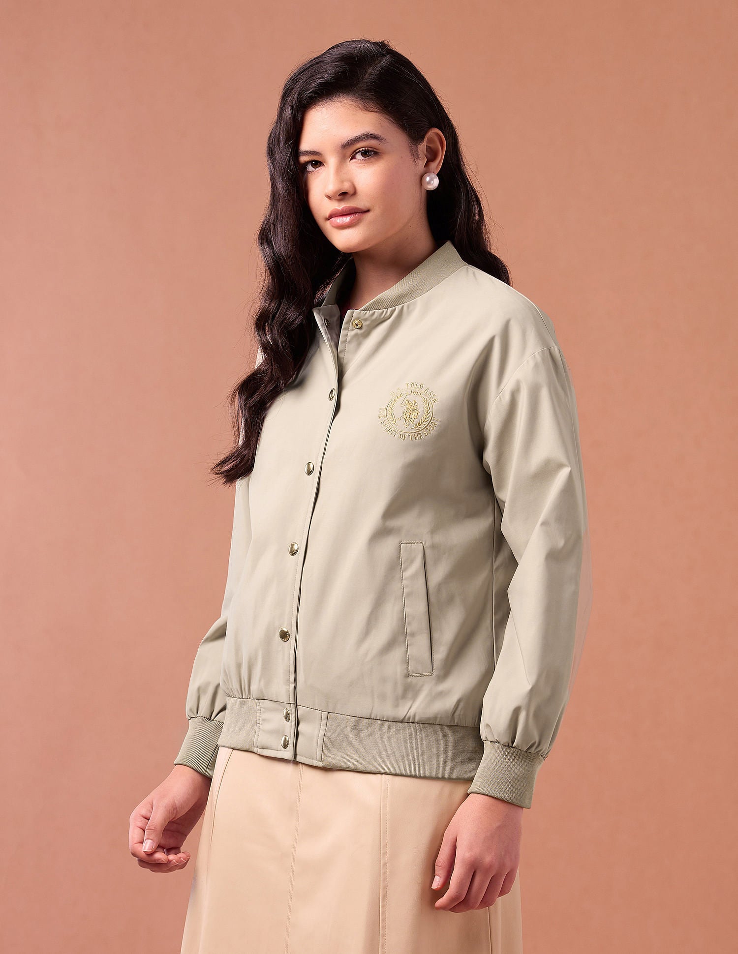 Regular Fit Solid Bomber Jacket Light Green - U.S. POLO ASSN. | Large