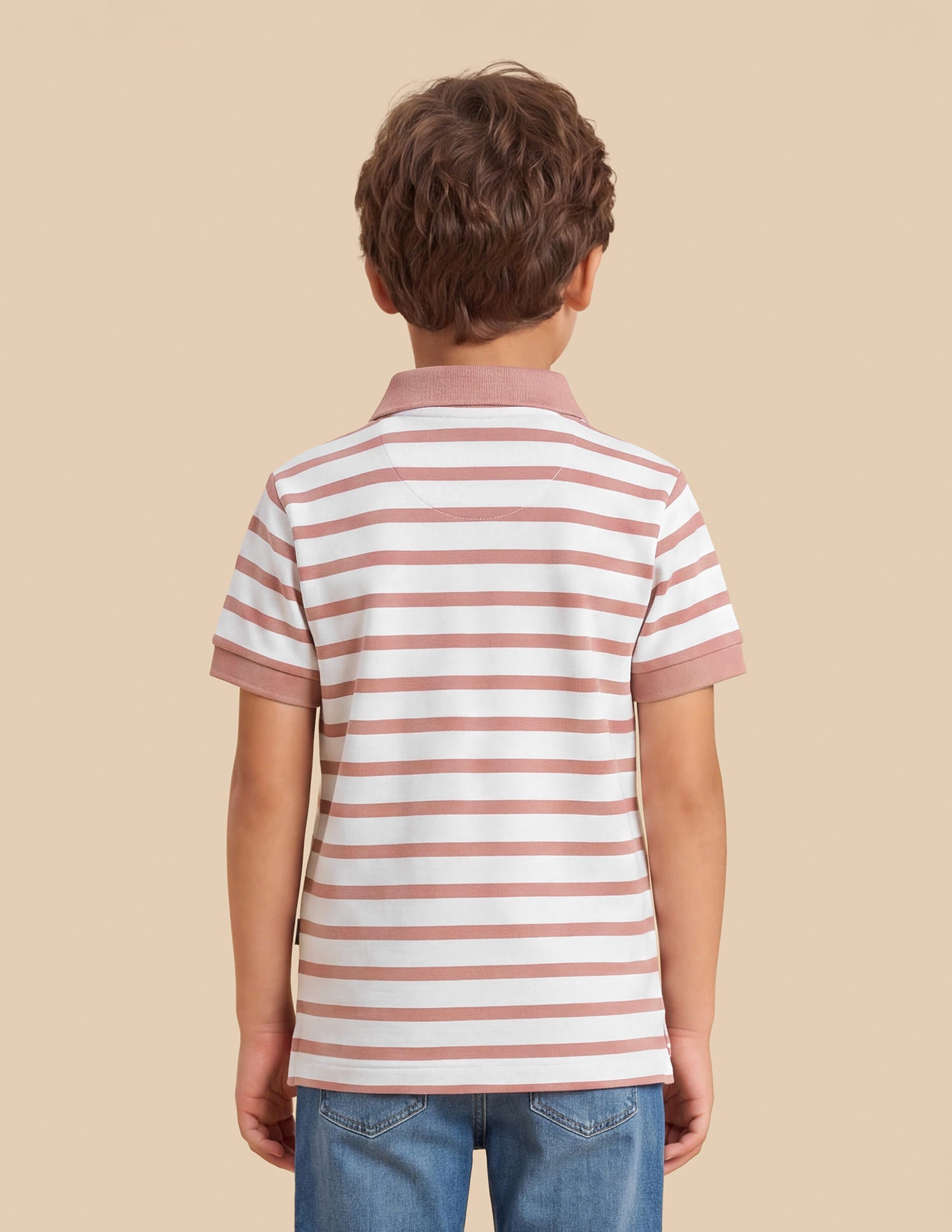 Horizontal Striped Regular Fit Polo Shirt Peach - U.S. Polo Assn. India | Large