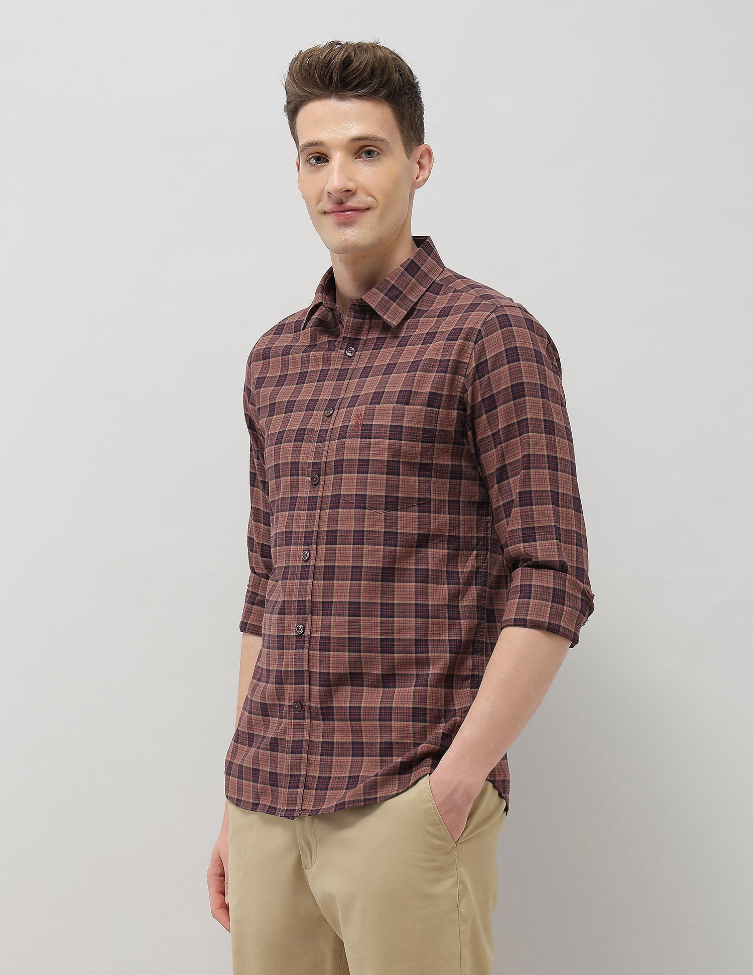 Tartan Checked Elevnado Shirt Maroon - U.S. Polo Assn. India | Large