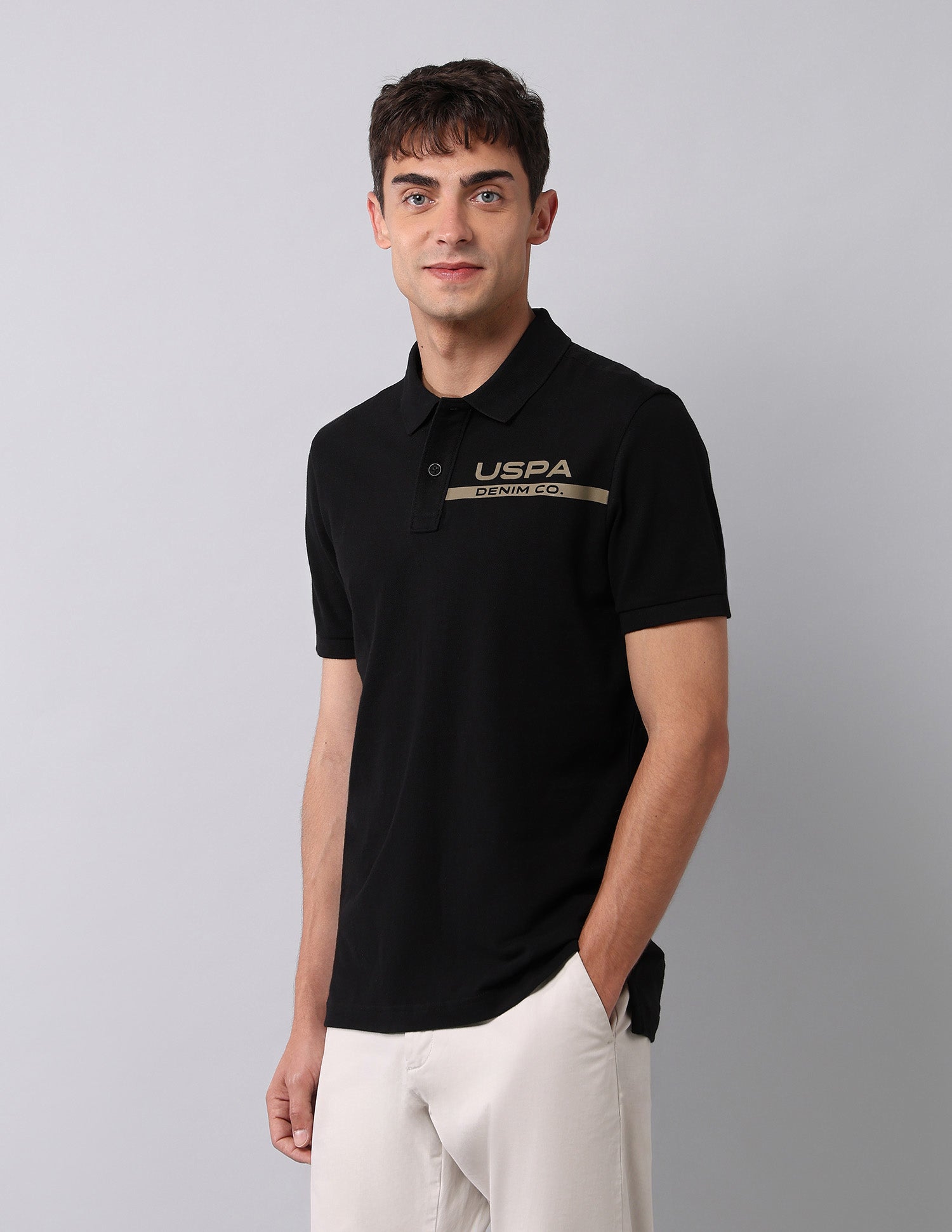 Muscle Fit Pure Cotton Polo Shirt Black - U.S. Polo Assn. India | Large