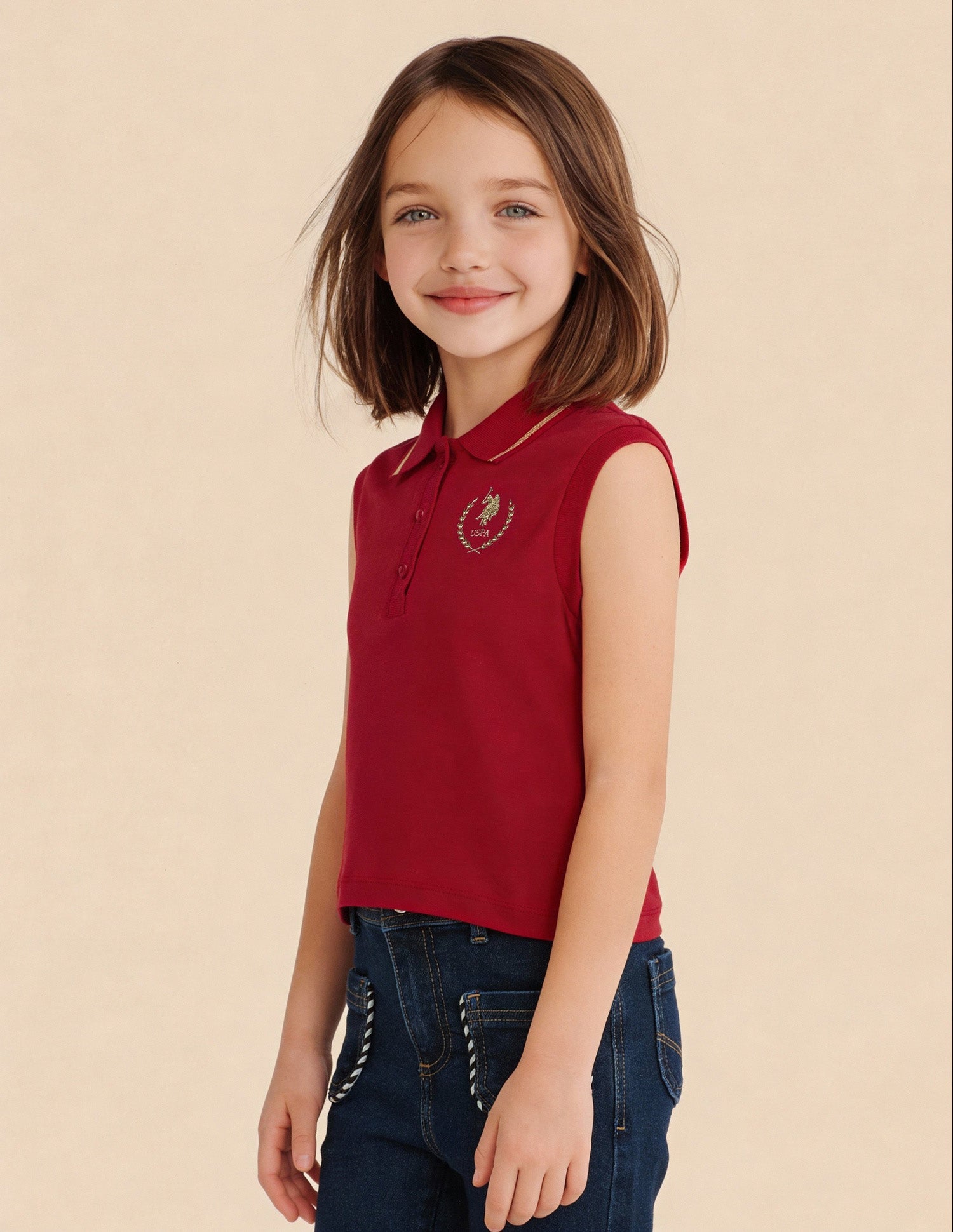Girls Solid Regular Fit Top Red - U.S. Polo Assn. India | Large