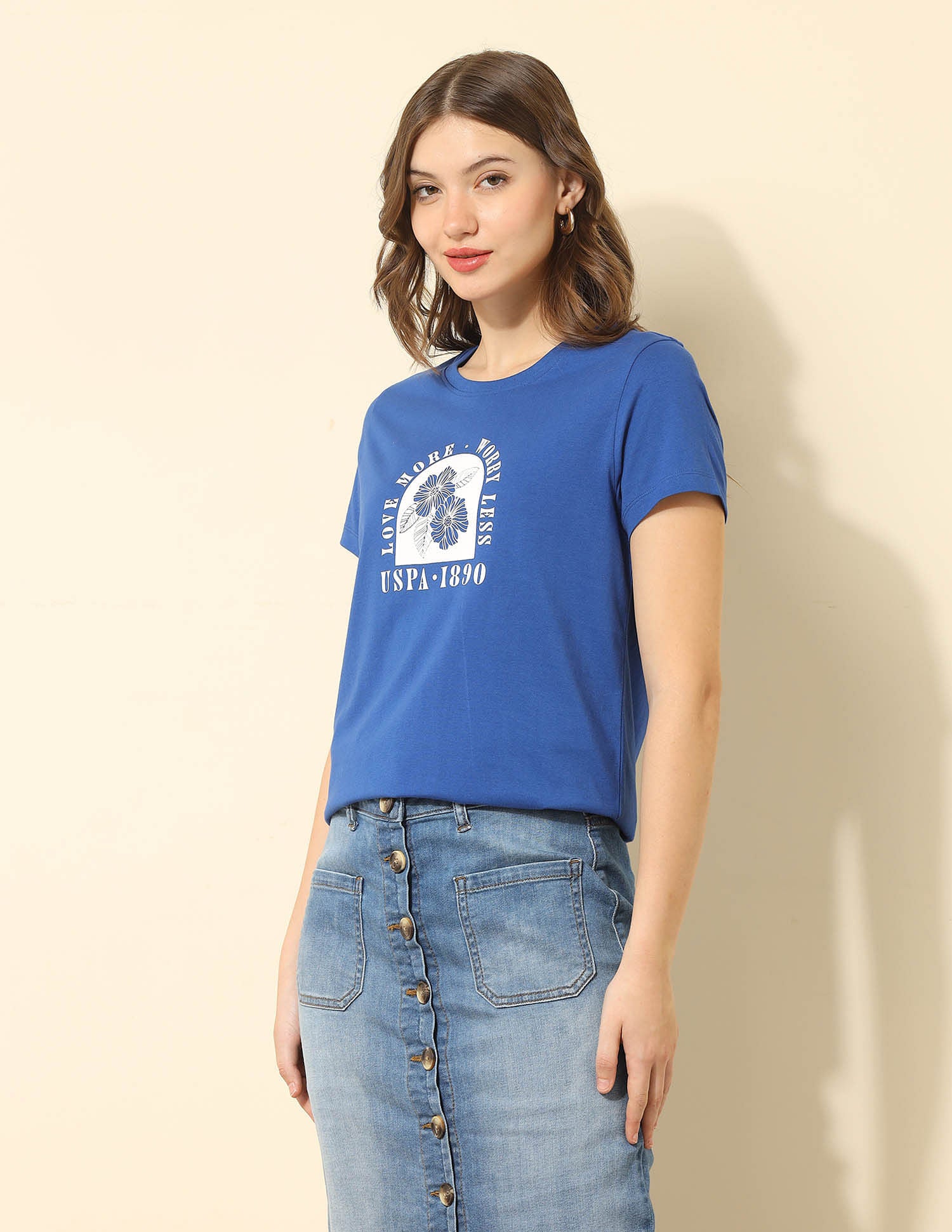 Regular Fit Brand Printed T-Shirt Blue - U.S. Polo Assn. India | Large
