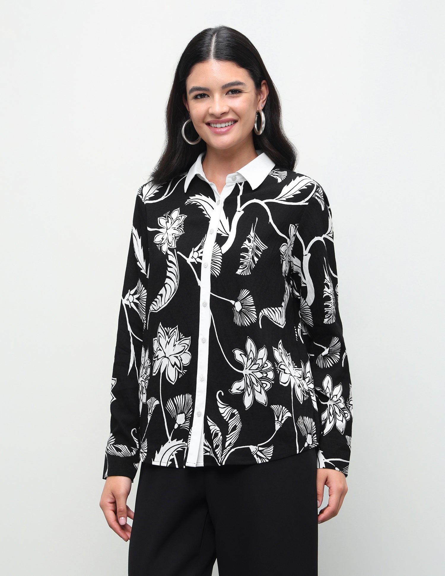 Floral Printed Regular Fit Shirt Black - U.S. Polo Assn. India | Large