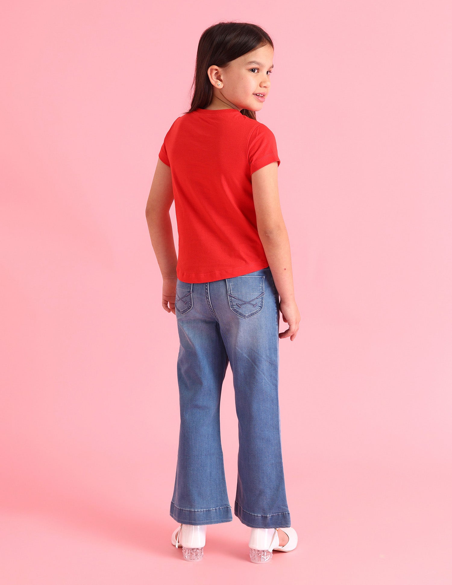 Girls Brand Printed Regular Fit T-Shirt Red - U.S. Polo Assn. India | Large