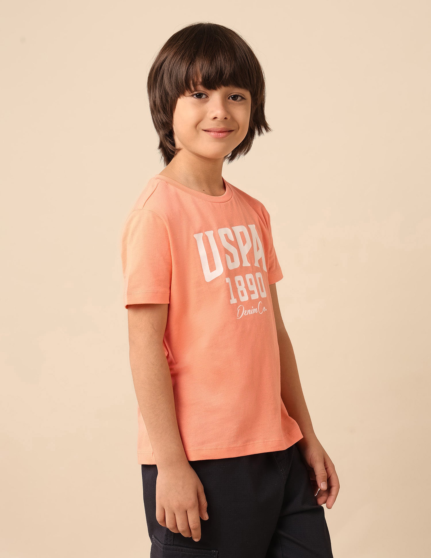 Boys Pure Cotton Brand Printed T Shirt Orange - U.S. POLO ASSN. | Large