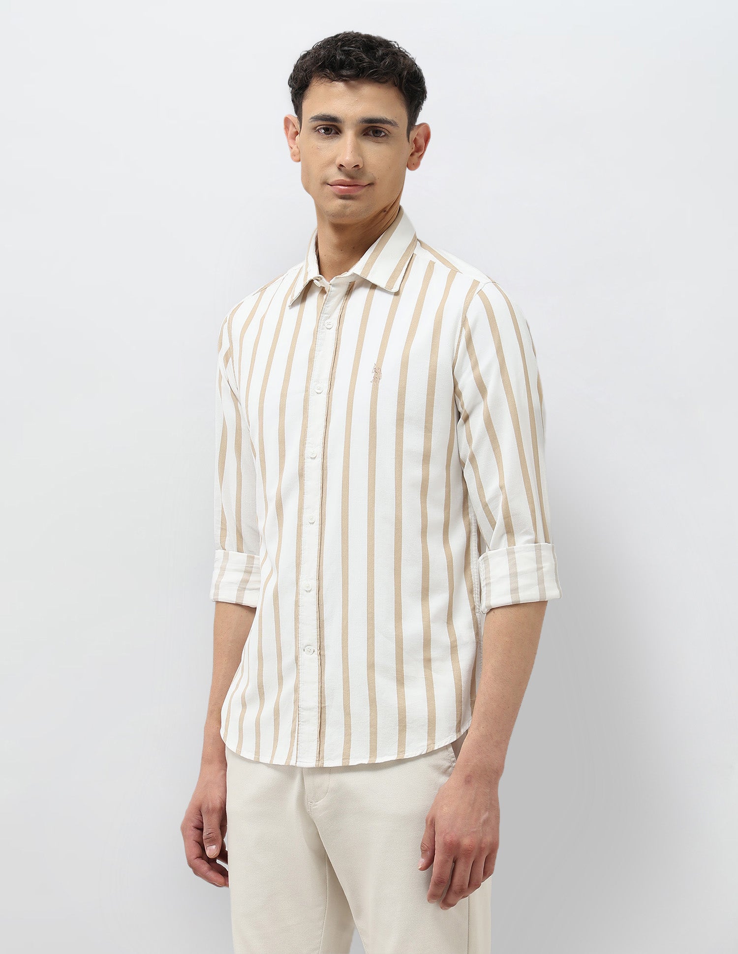 Corduroy Tailored Fit Shirt Beige - U.S. POLO ASSN. | Large