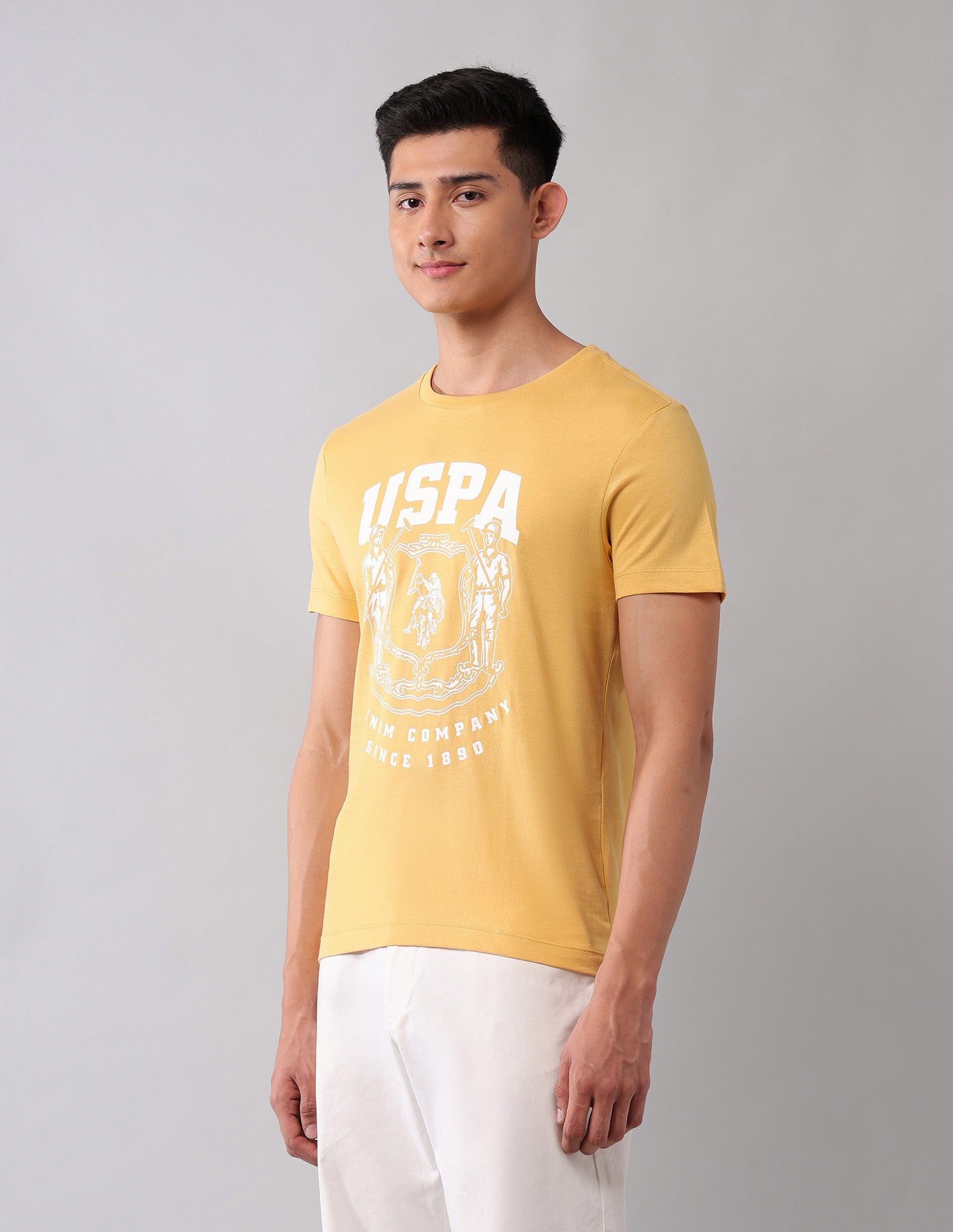 Brand Printed Muscle Fit T-Shirt Yellow - U.S. Polo Assn. India | Large
