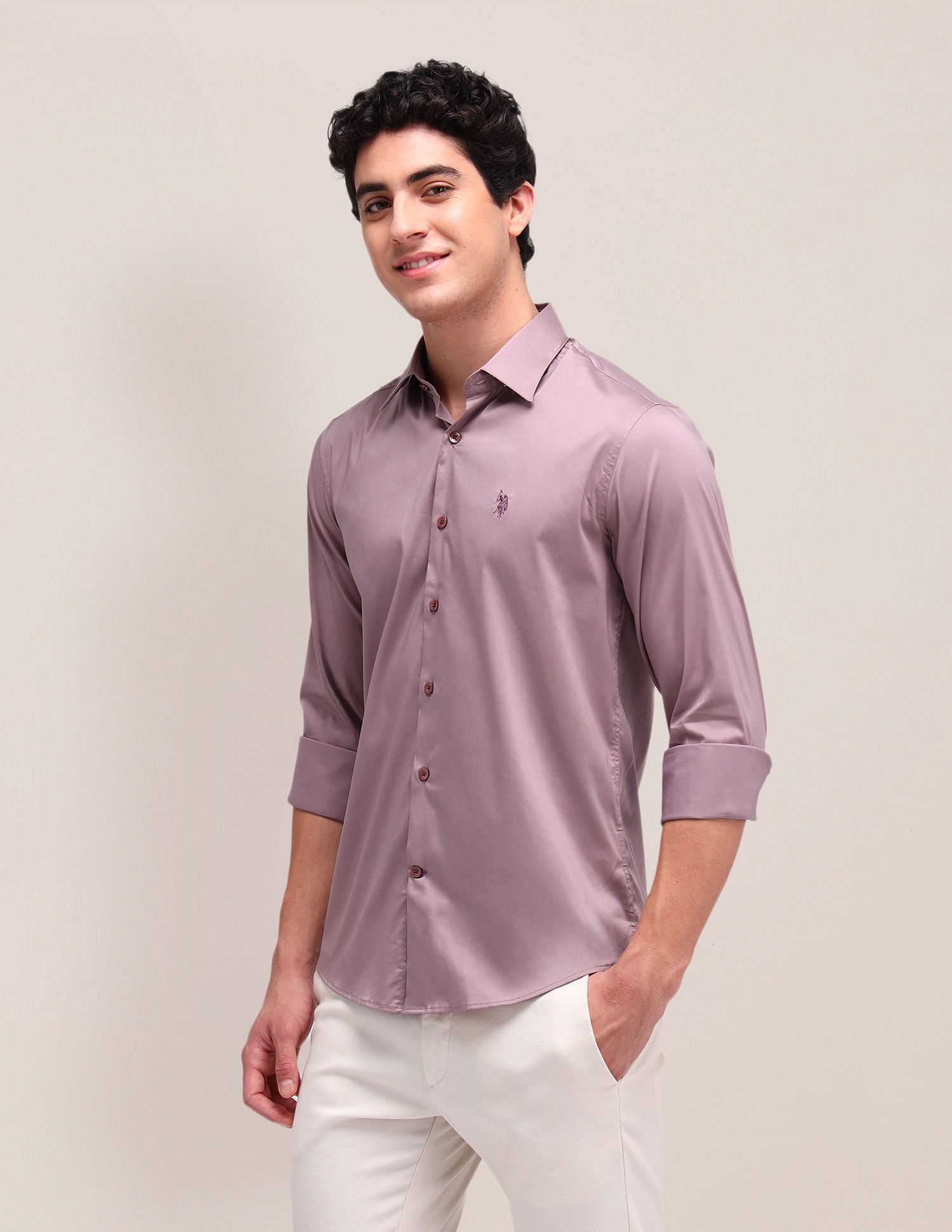 Solid Regular Fit Shirt Pink - U.S. POLO ASSN. | Large