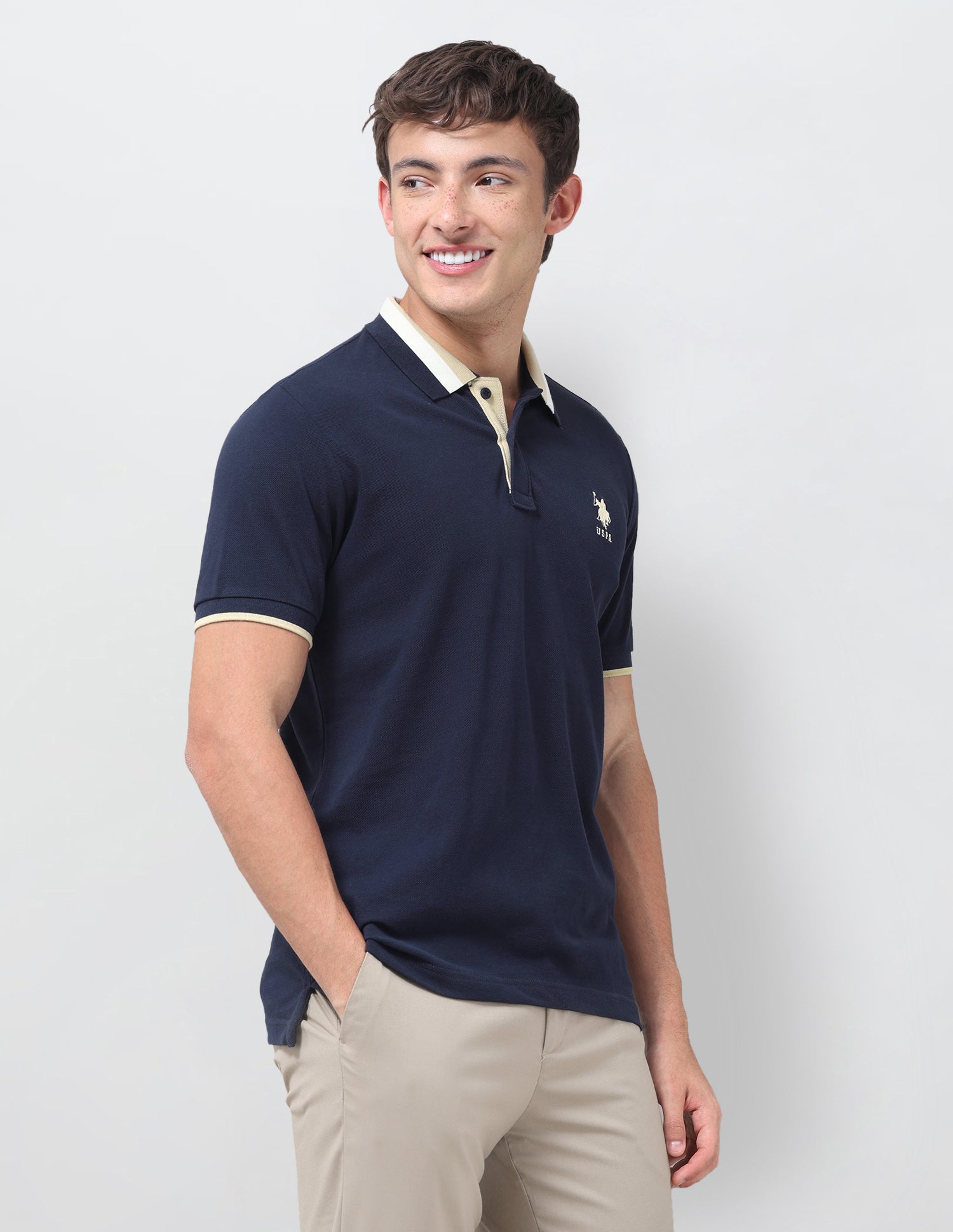 Solid Regular Fit Polo Shirt Navy - U.S. Polo Assn. India | Large