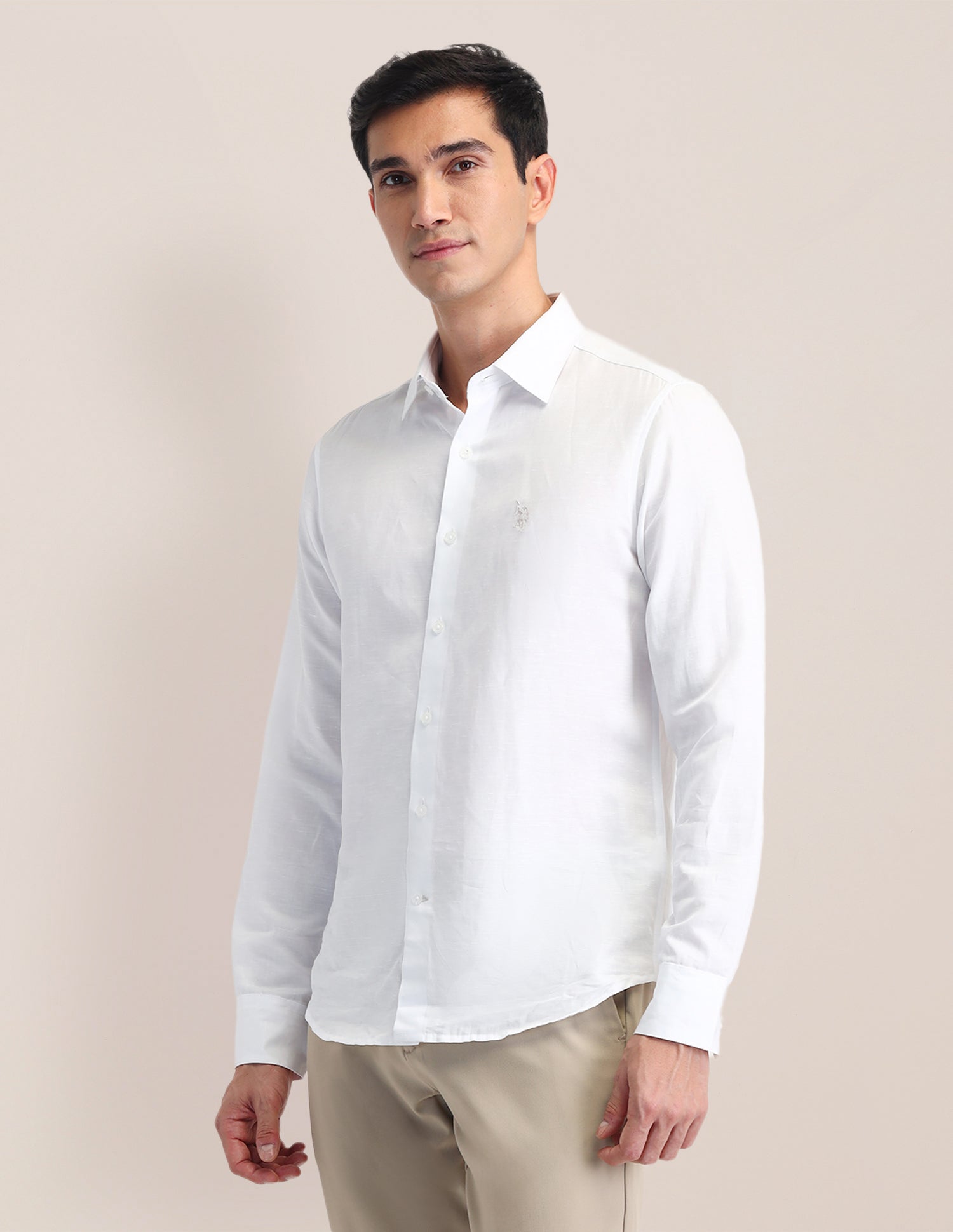 Solid Slim Fit Shirt White - U.S. Polo Assn. India | Large