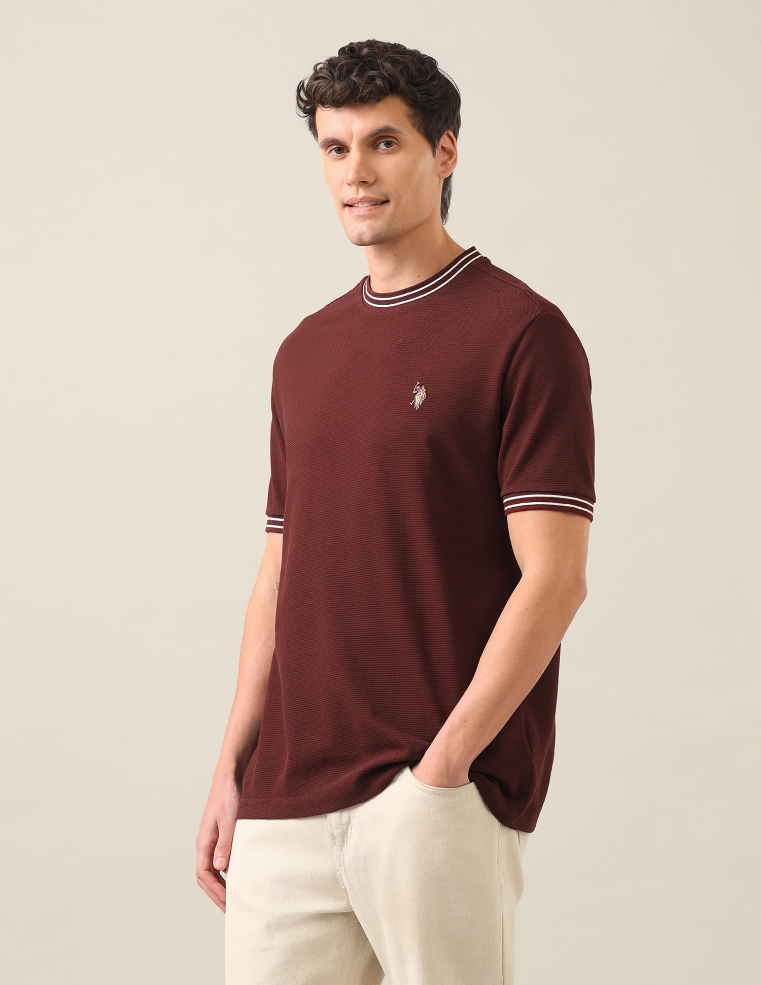 Solid Slim Fit T-Shirt Rust - U.S. Polo Assn. India | Large
