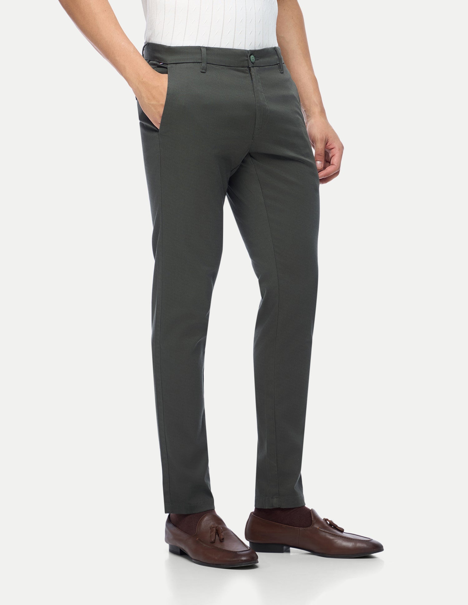 Austin Trim Regular Fit Satin Trousers Olive - U.S. Polo Assn. India | Large