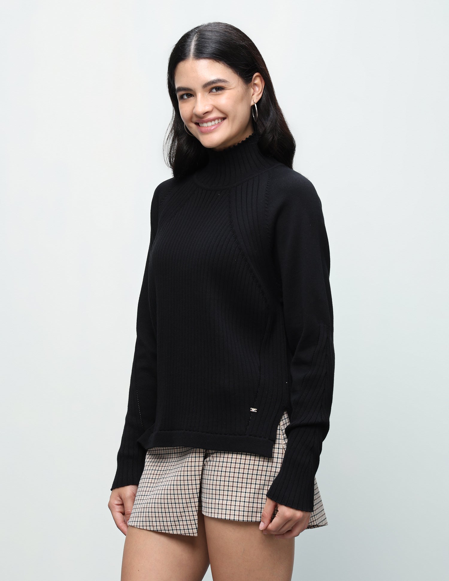 Patterned Knit Regular Fit Sweater Black - U.S. Polo Assn. India | Large