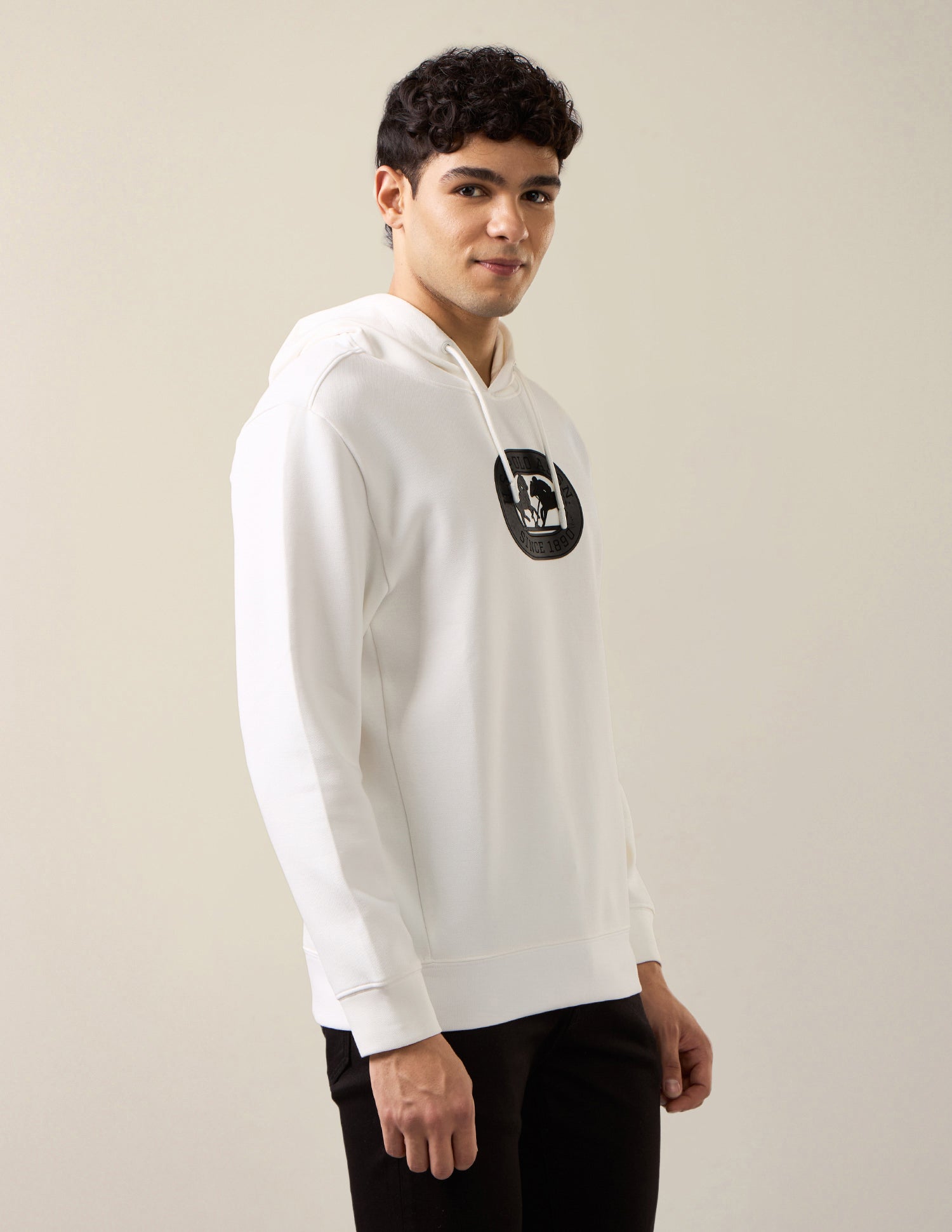 Brand Embossed Regular Fit Sweatshirt Ivory - U.S. Polo Assn. India | Large