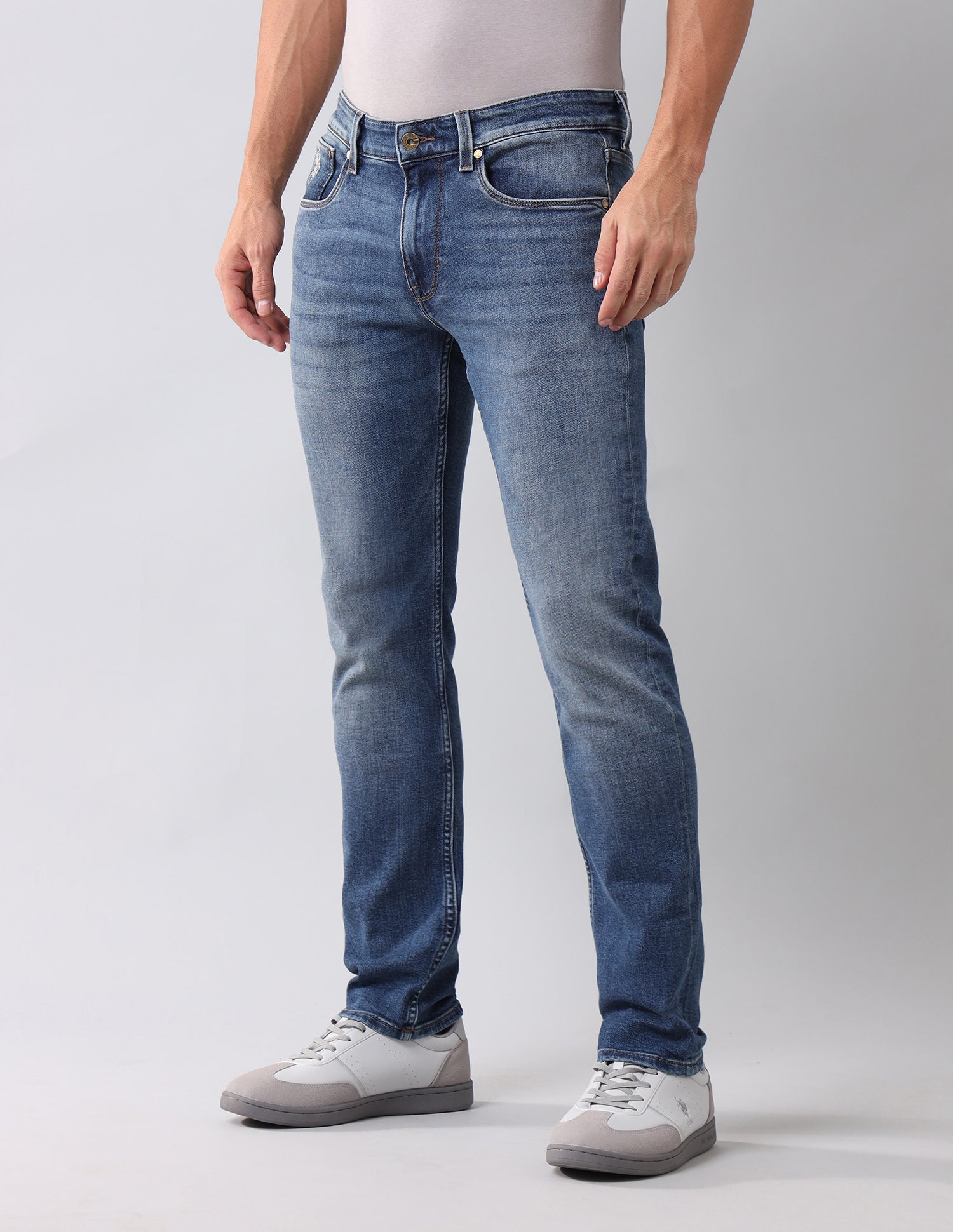 Brandon Slim Tapered Blue Jeans Mid Wash - U.S. Polo Assn. India | Large