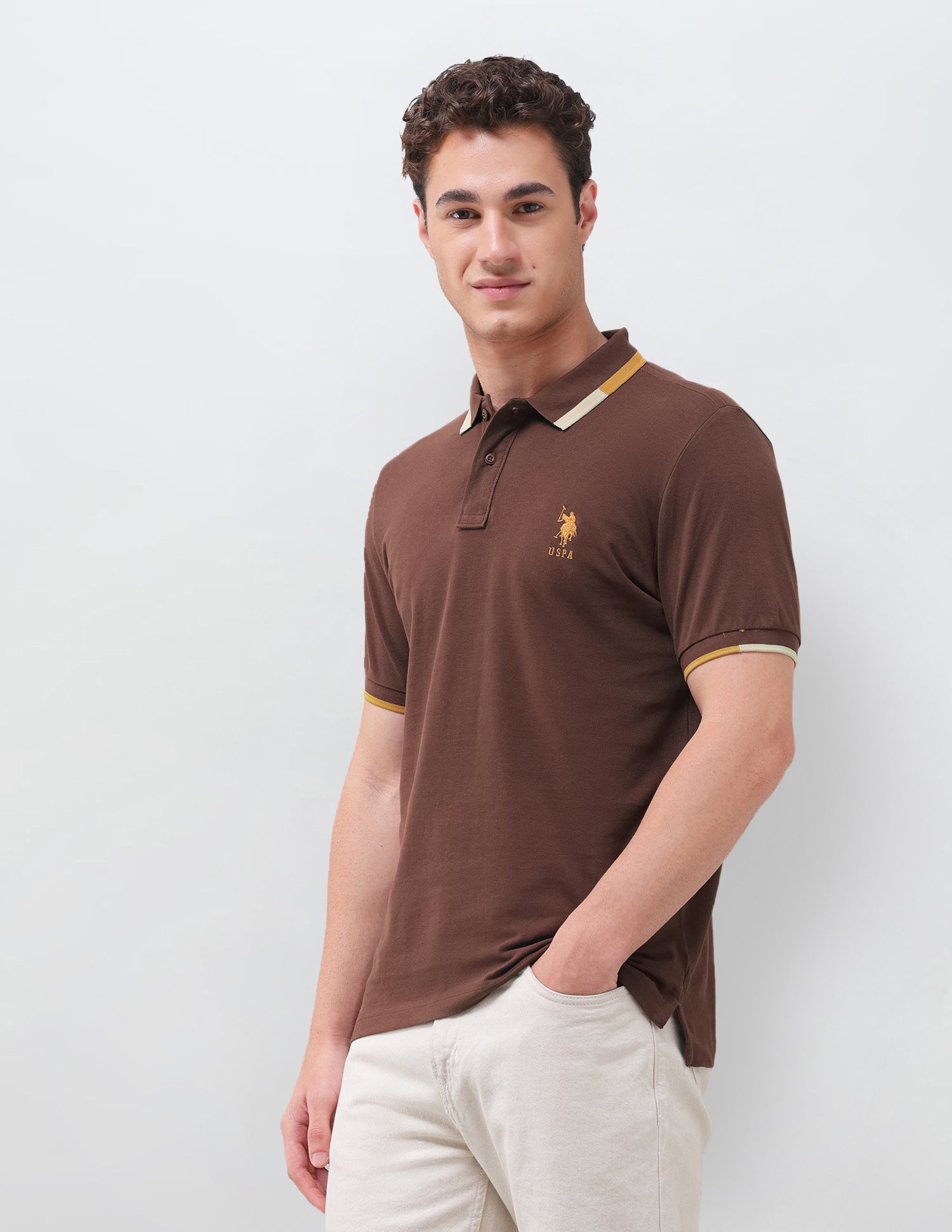 Solid Regular Fit Polo Shirt Dark Brown - U.S. Polo Assn. India | Large