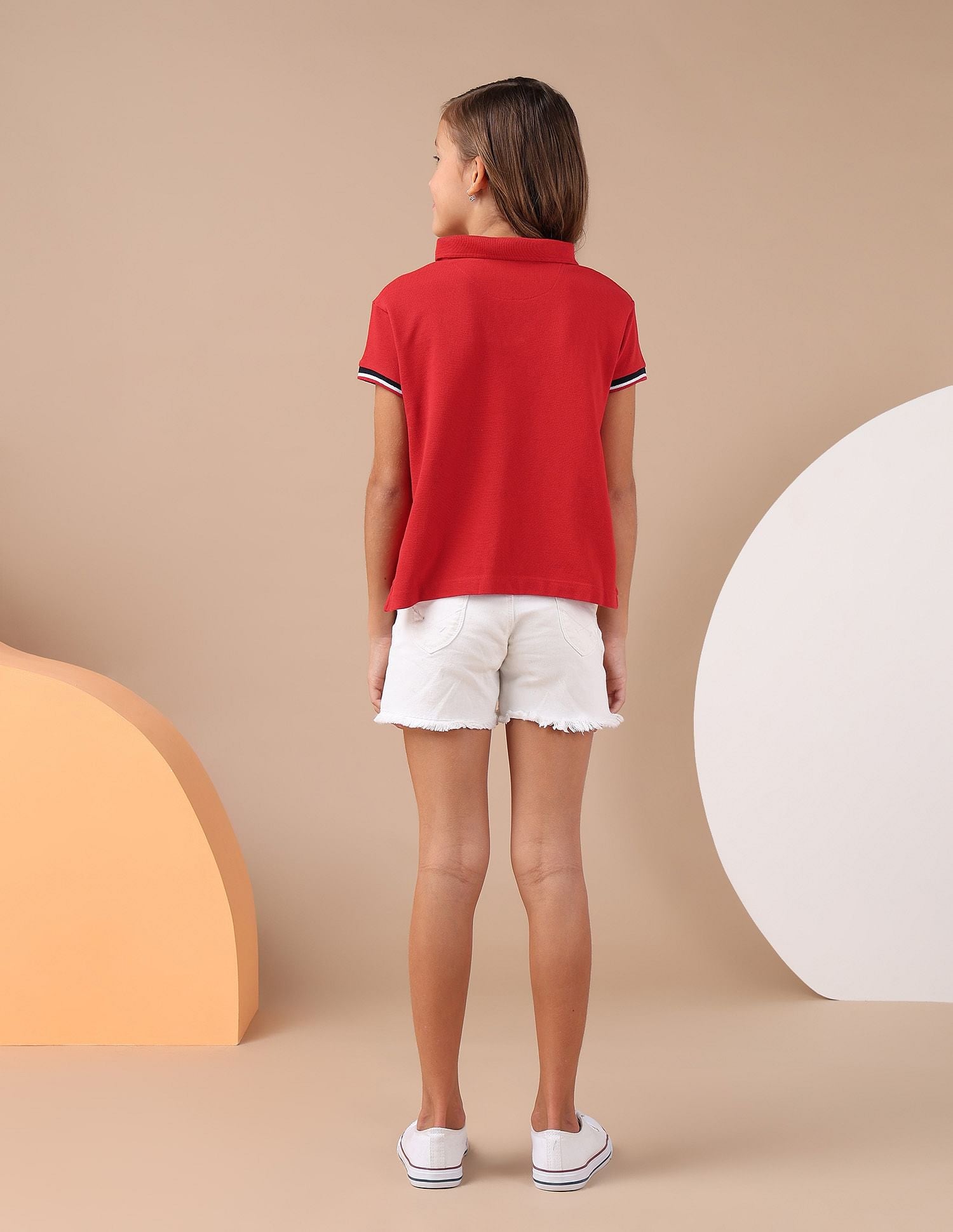 Girls Cotton Soccer Style Polo Shirt Red - U.S. POLO ASSN. | Large