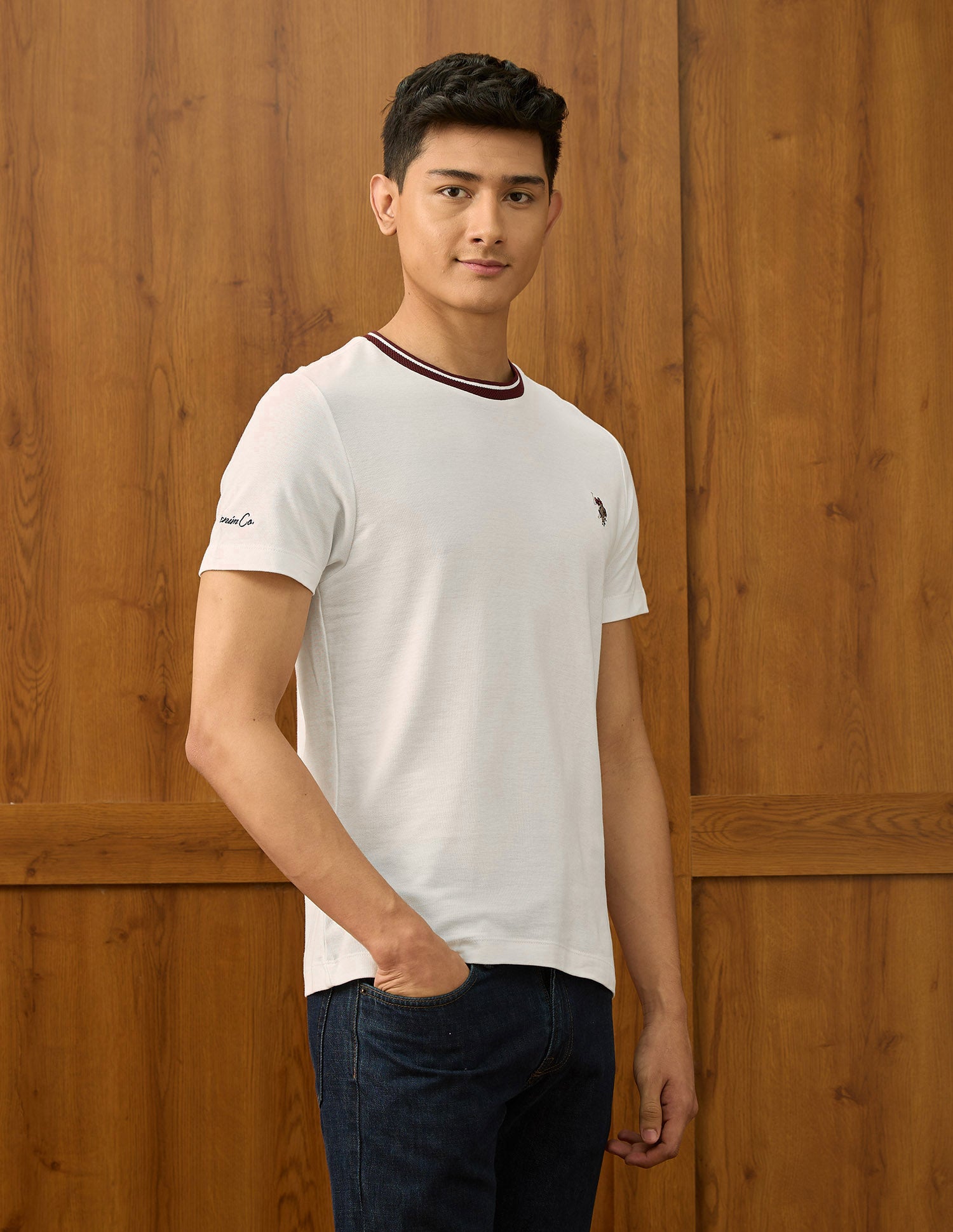 Pure Cotton Varsity T Shirt Ivory - U.S. POLO ASSN. | Large