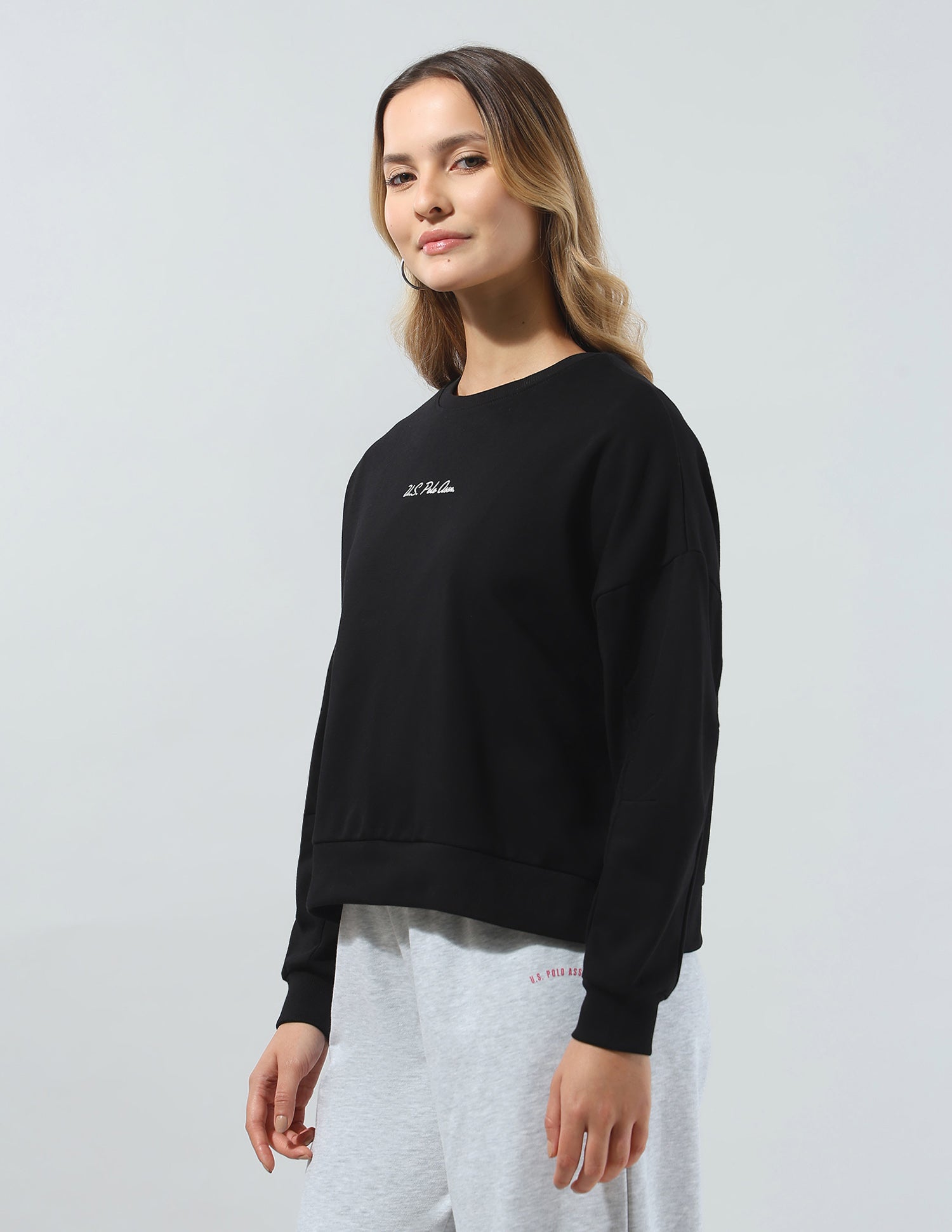 Solid Relaxed Fit Sweatshirt Black - U.S. Polo Assn. India | Large