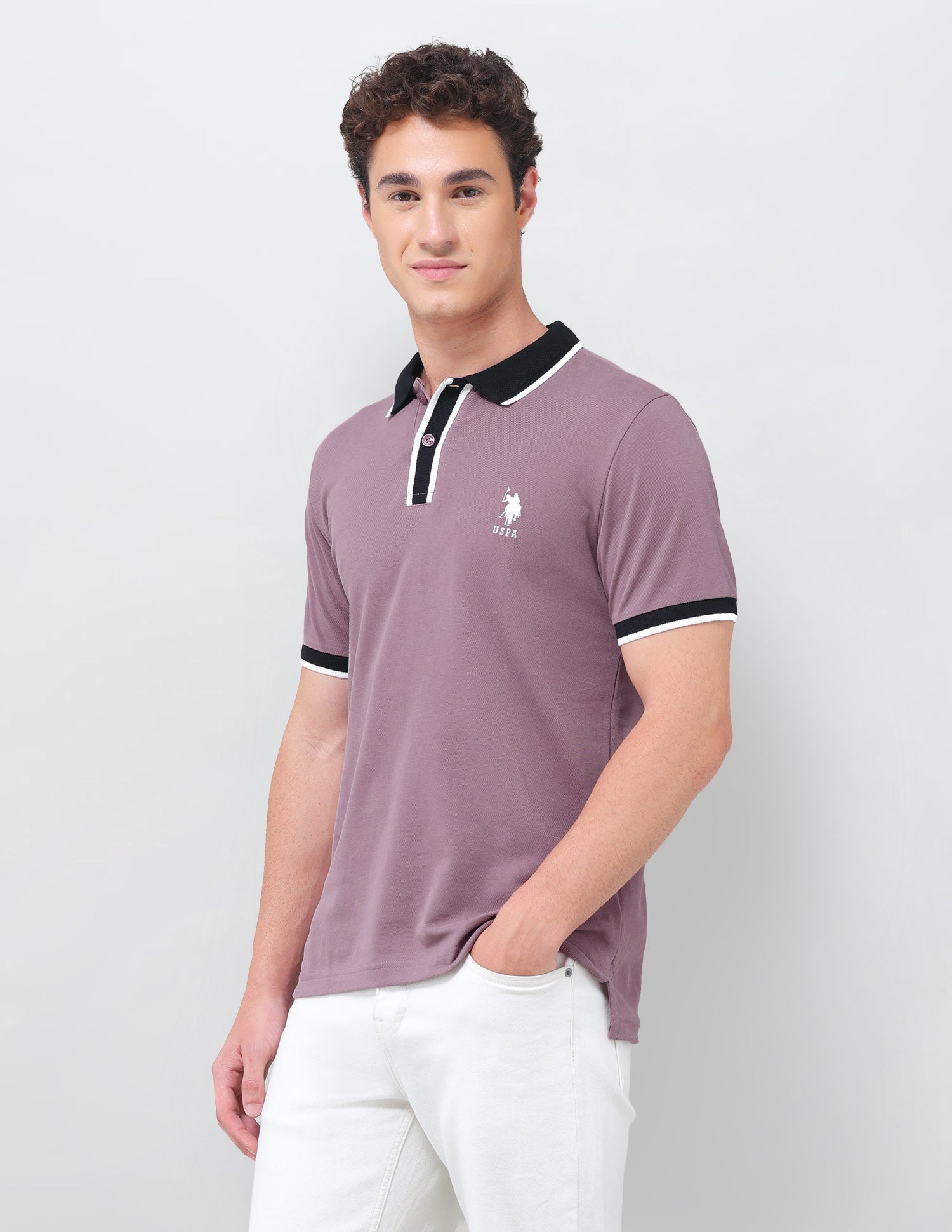 Solid Slim Fit Polo Shirt Dark Pink - U.S. Polo Assn. India | Large