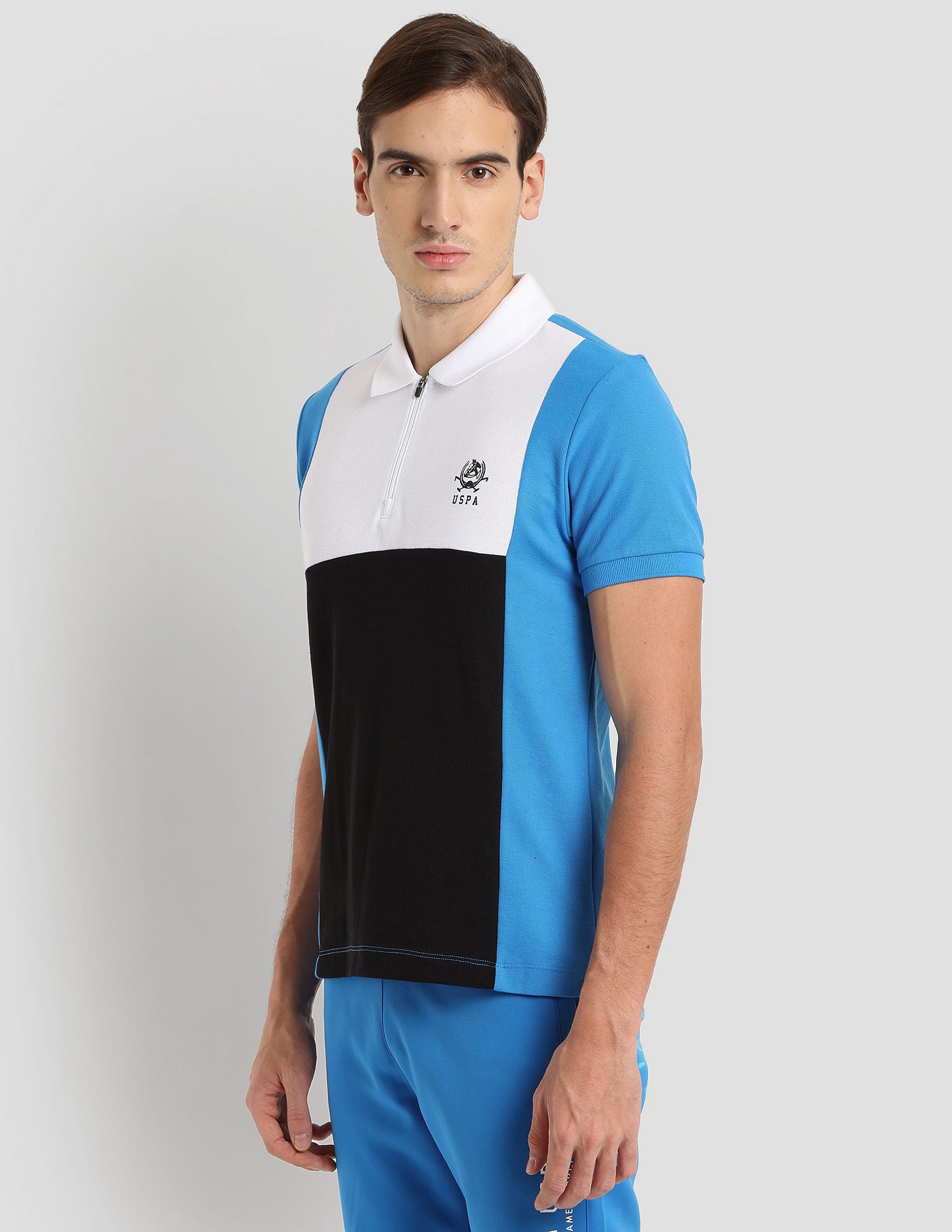 Panelled Sport Polo Shirt Blue - U.S. Polo Assn. India | Large