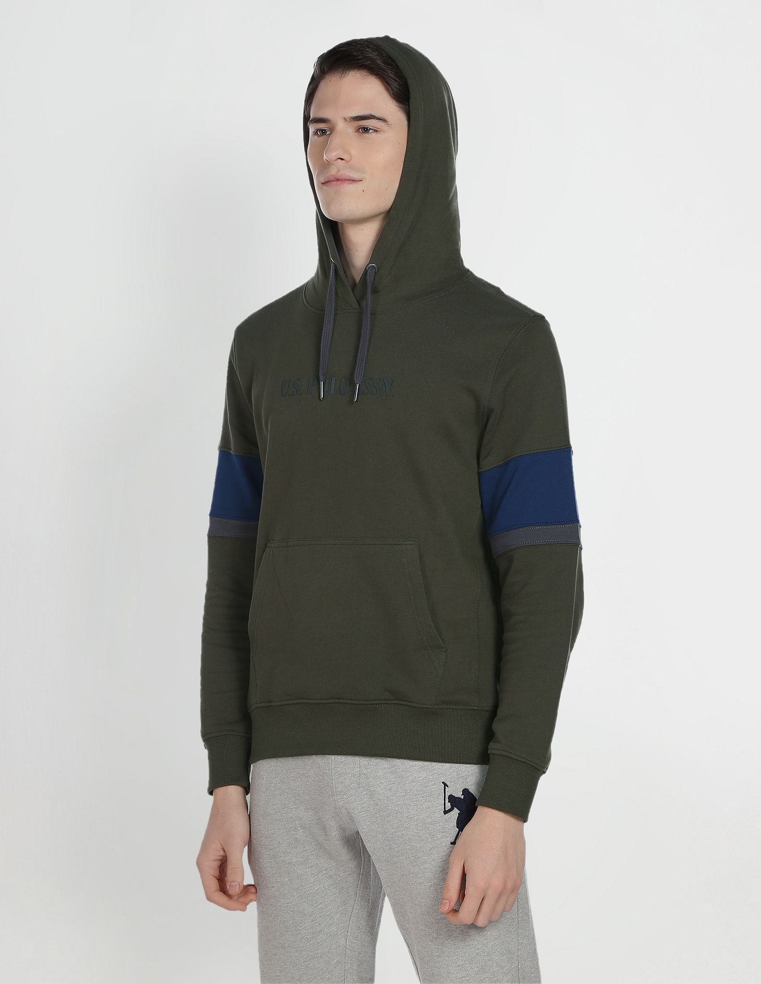 Terry Hooded Sweatshirt Olive - U.S. Polo Assn. India | Large