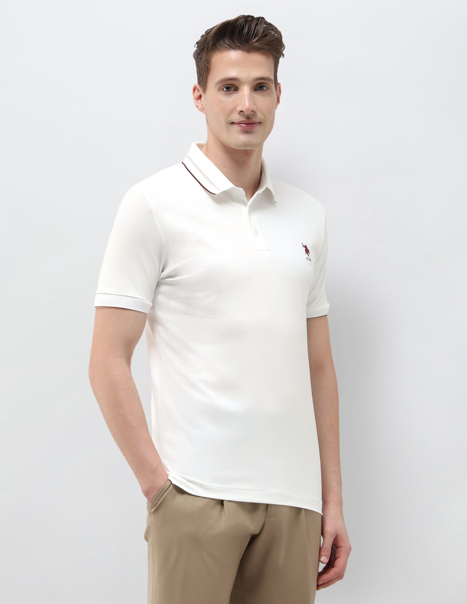 Solid Slim Fit Polo Shirt White - U.S. Polo Assn. India | Large