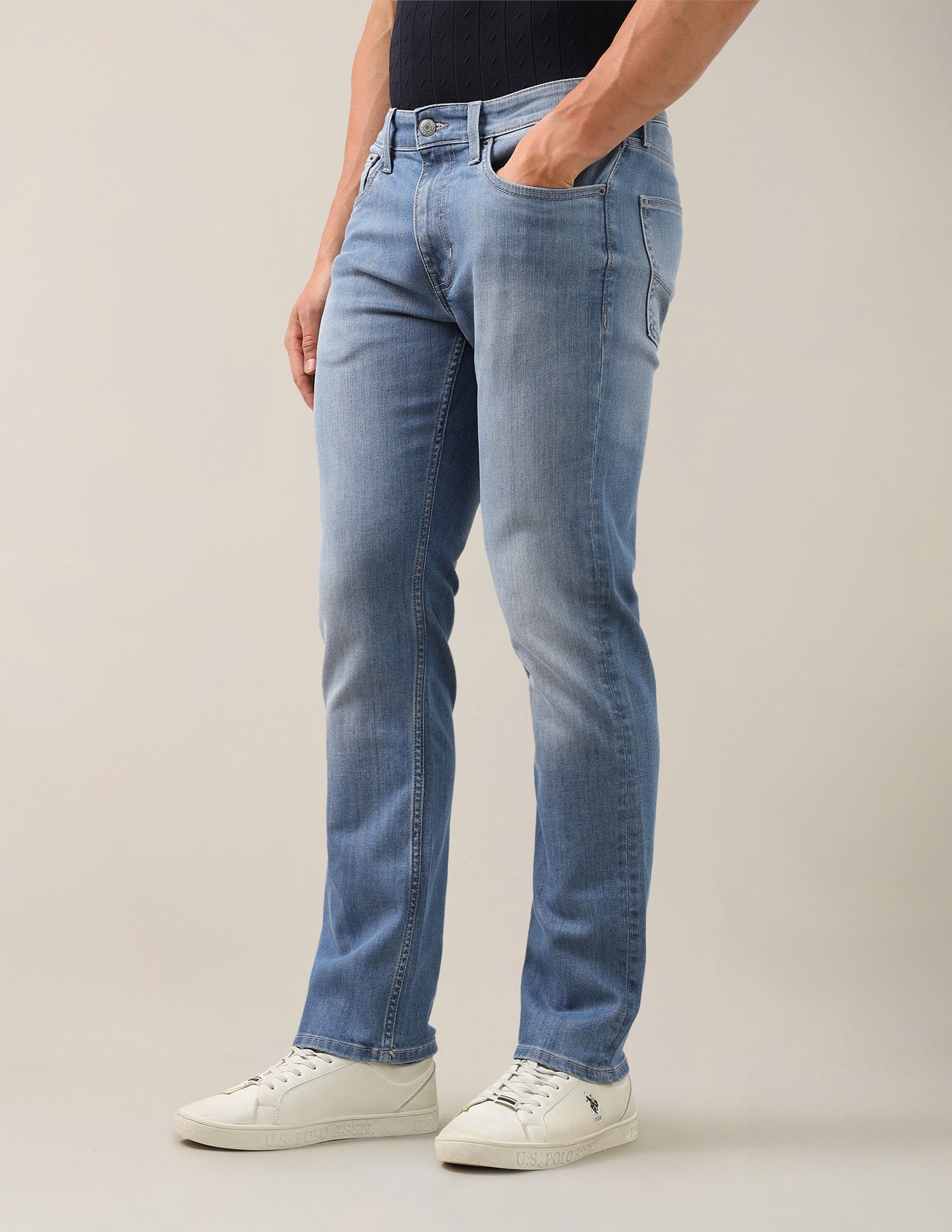 Harold Slim Straight Fit Blue Jeans Light Blue - U.S. Polo Assn. India | Large