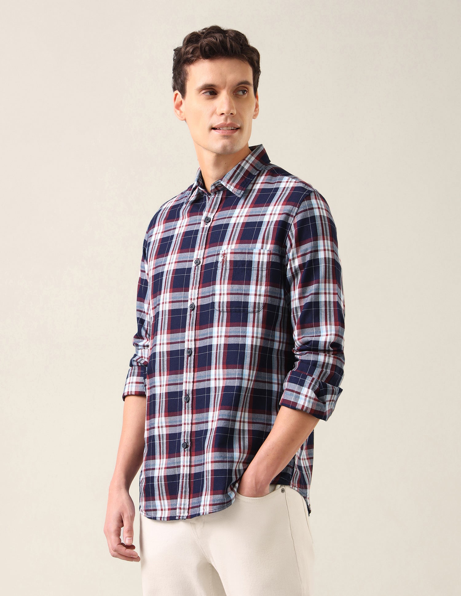Plaid Checked Twill Shirt Red - U.S. Polo Assn. India | Large