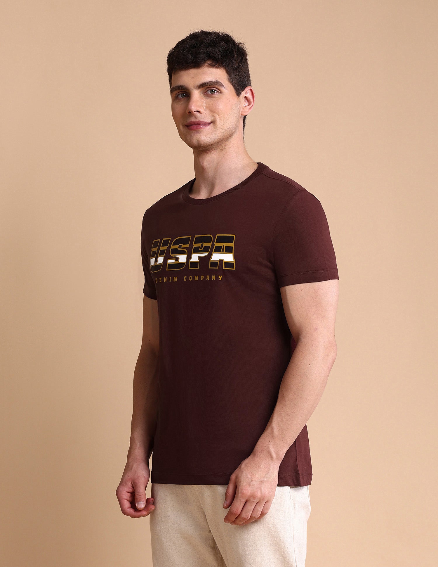 Brand Printed Muscle Fit T-Shirt Maroon - U.S. POLO ASSN. | Large
