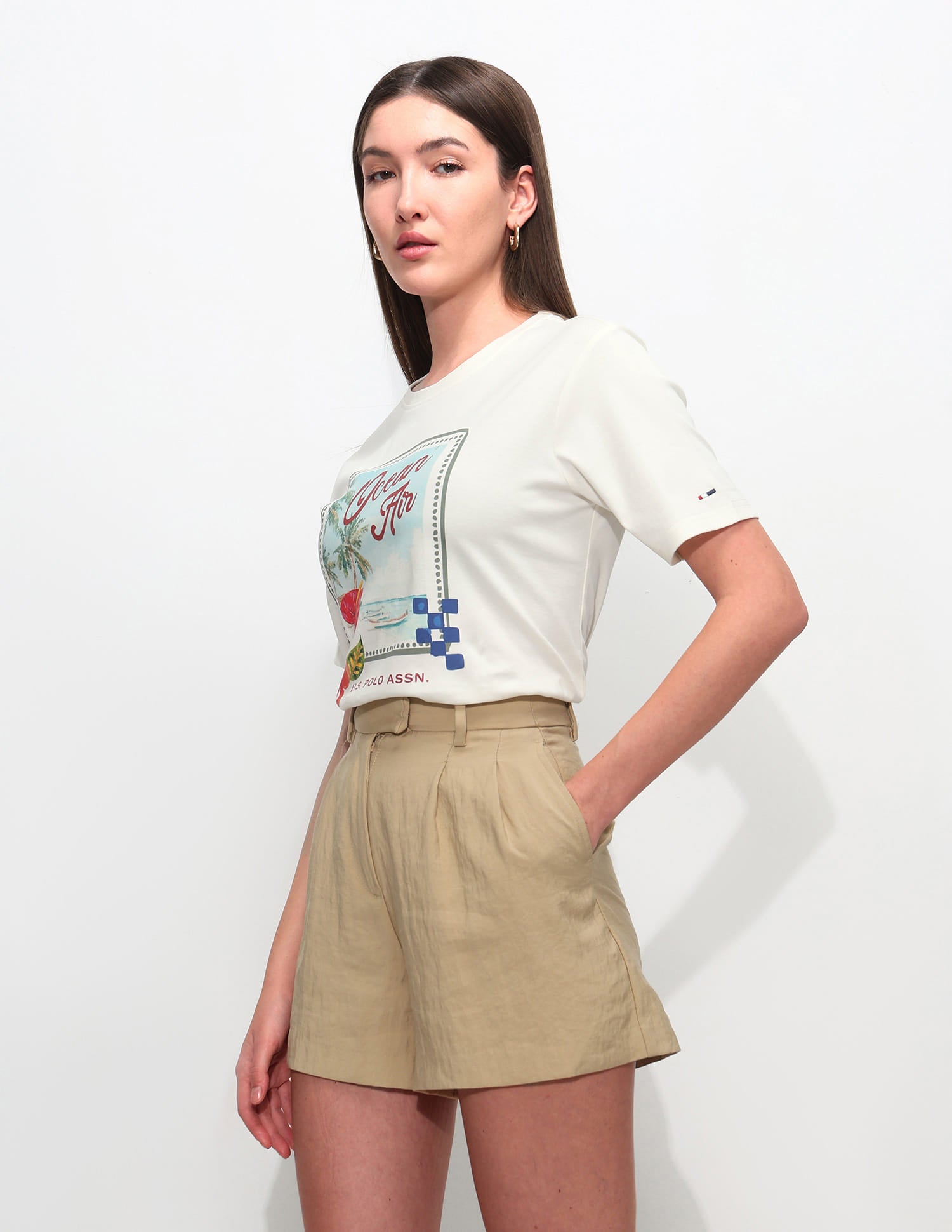 Boxy Fit Graphic Printed T-Shirt White - U.S. Polo Assn. India | Large