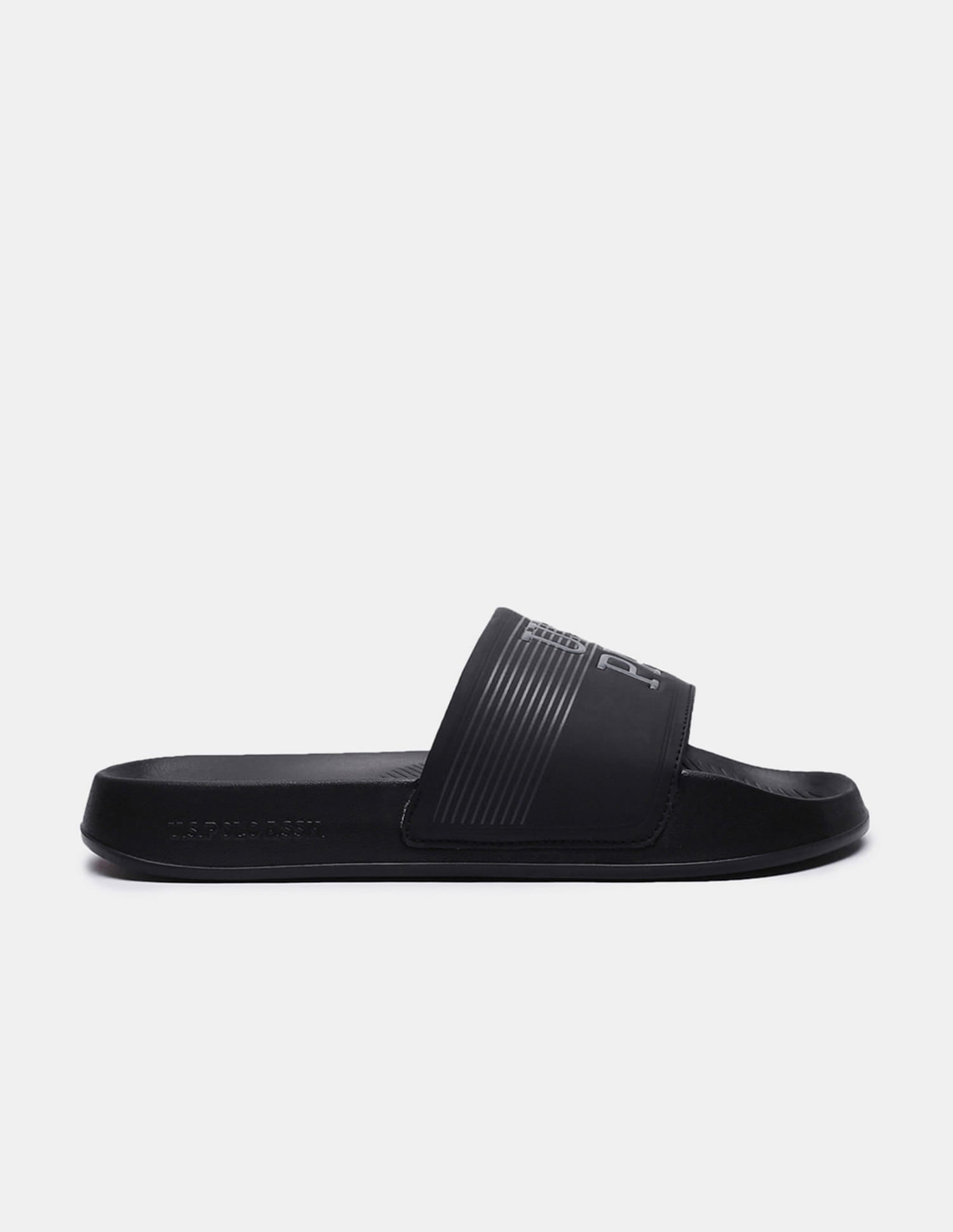 Men Striped Artax Sliders Black - U.S. Polo Assn. India | Large