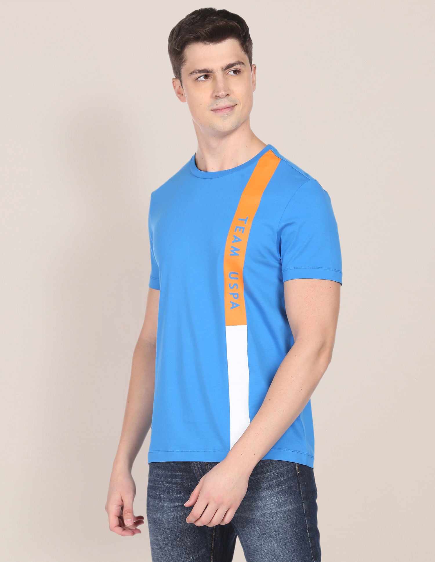Brand Stripe Training T-Shirt Blue - U.S. Polo Assn. India | Large