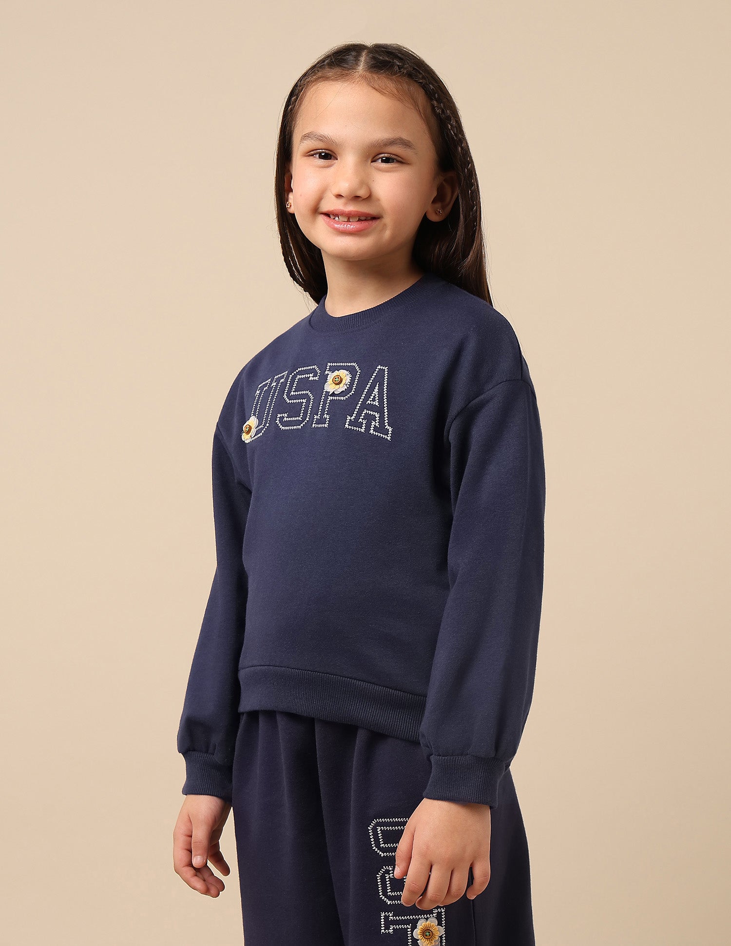 Girls Brand Embroidered Regular Fit Sweatshirt Navy - U.S. POLO ASSN. | Large