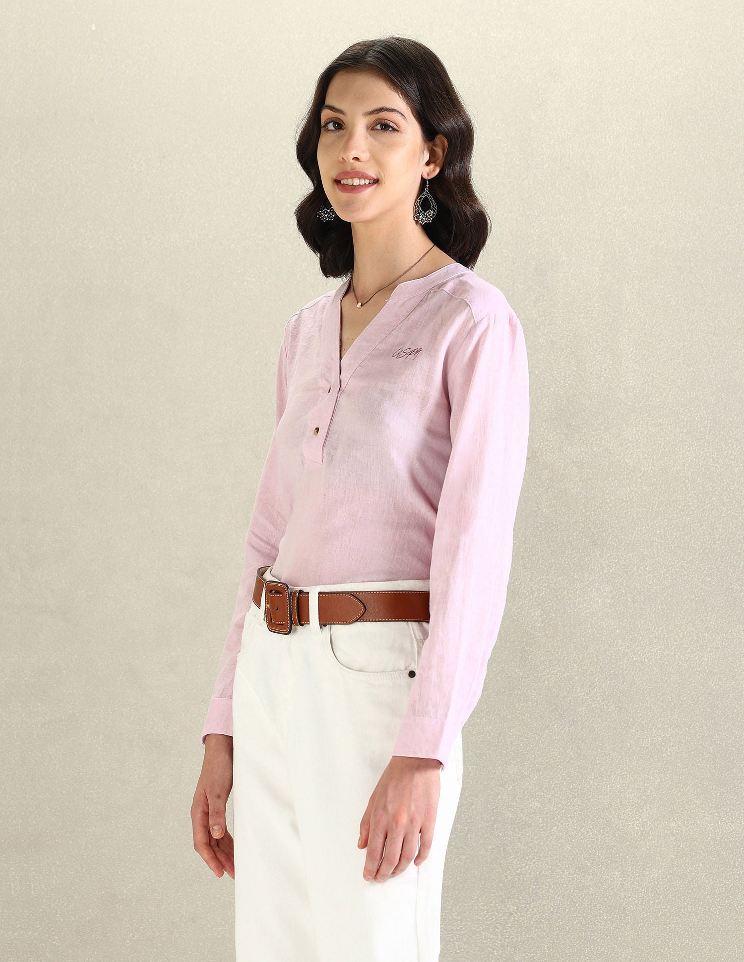 Solid Linen Tunic Top Lavender - U.S. POLO ASSN. | Large