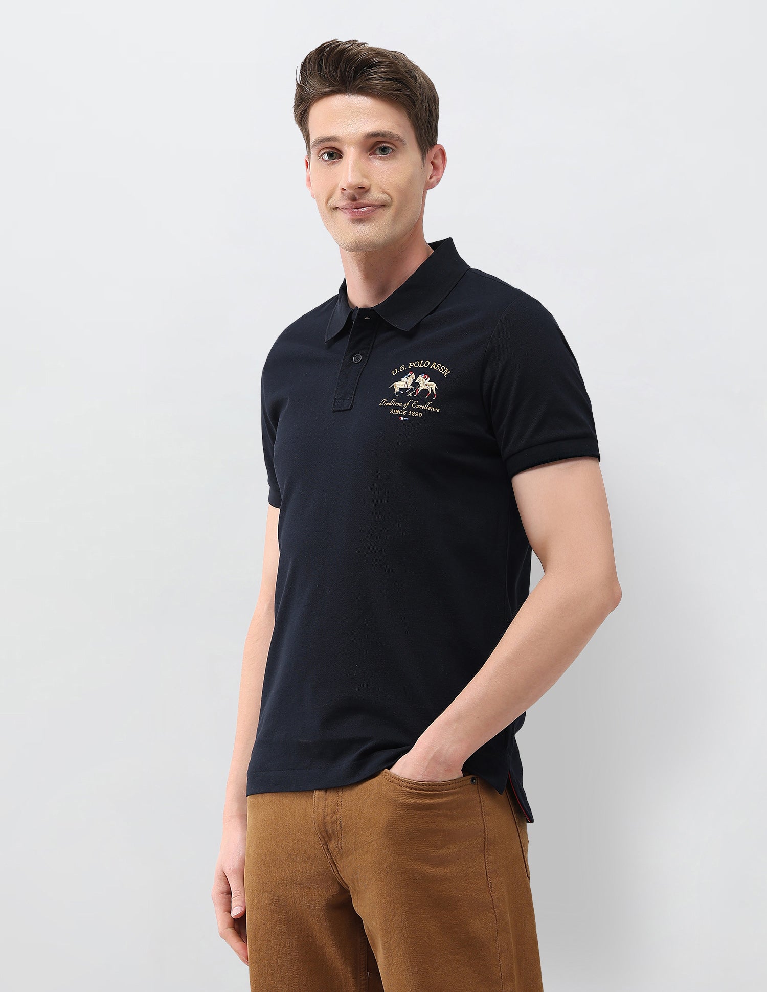 Graphic Embroidered Slim Fit Polo Shirt Navy - U.S. Polo Assn. India | Large