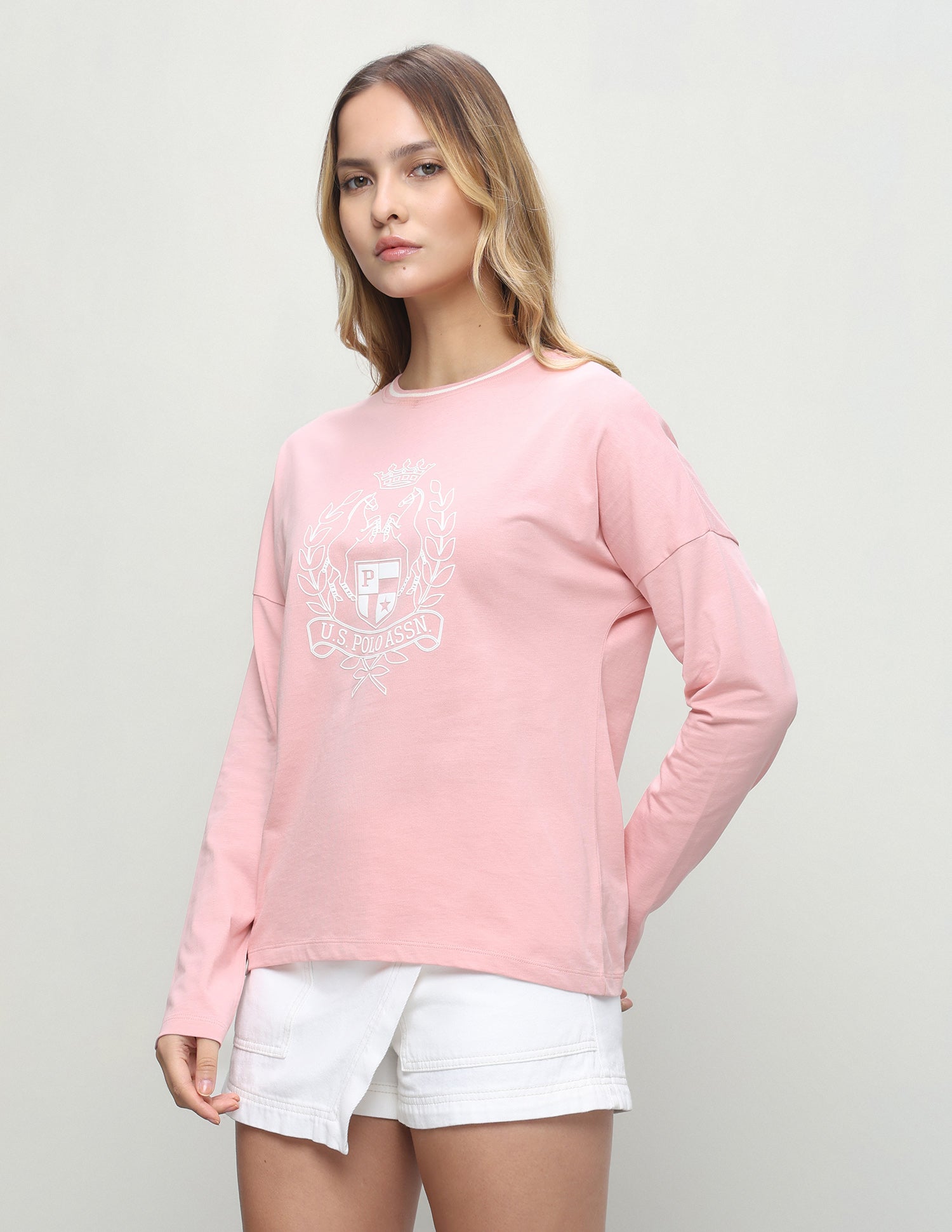 Graphic Brand Printed Relaxed Fit T-Shirt Light Pink - U.S. Polo Assn. India | Large