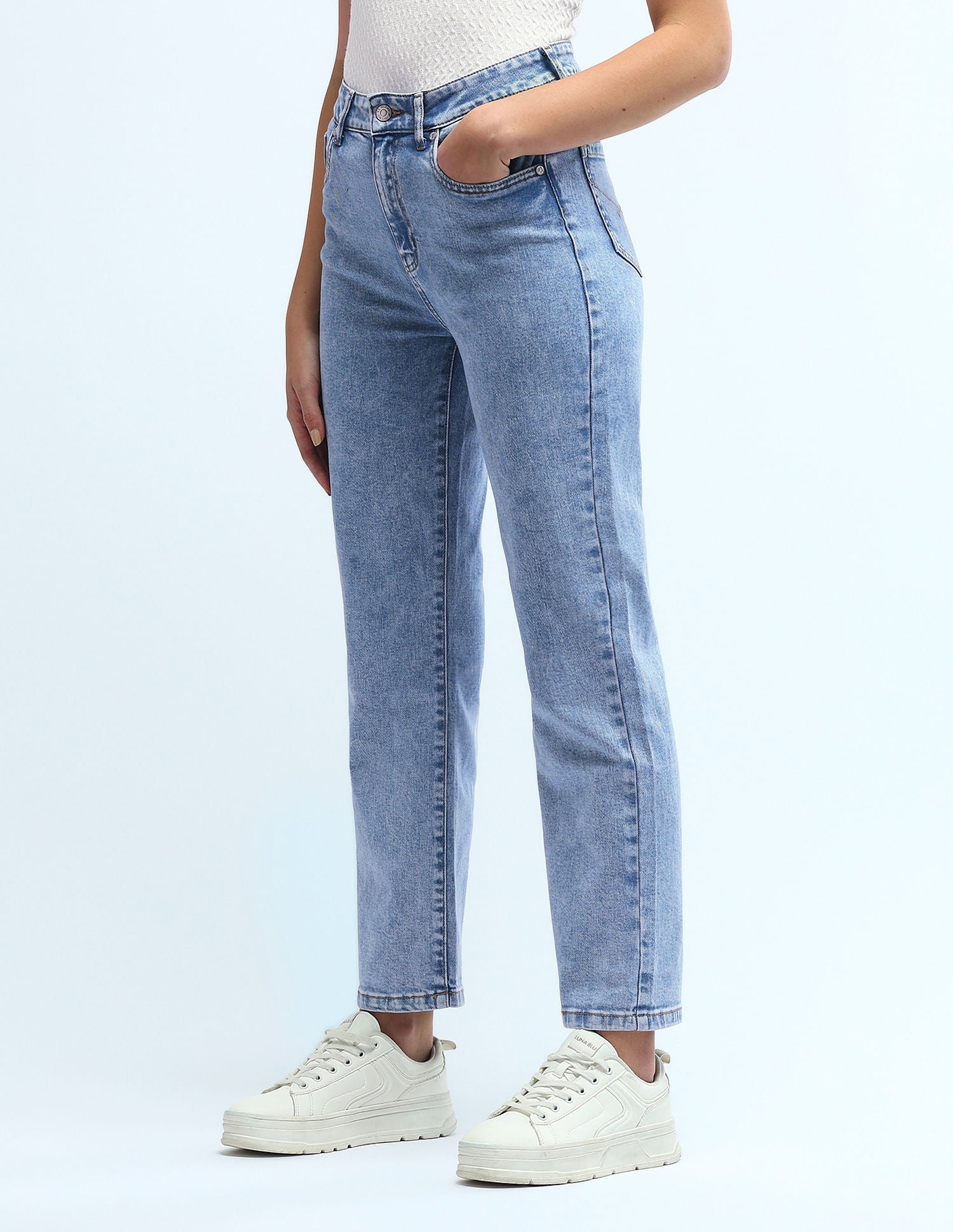 High Rise Straight Fit Jeans Blue - U.S. Polo Assn. India | Large