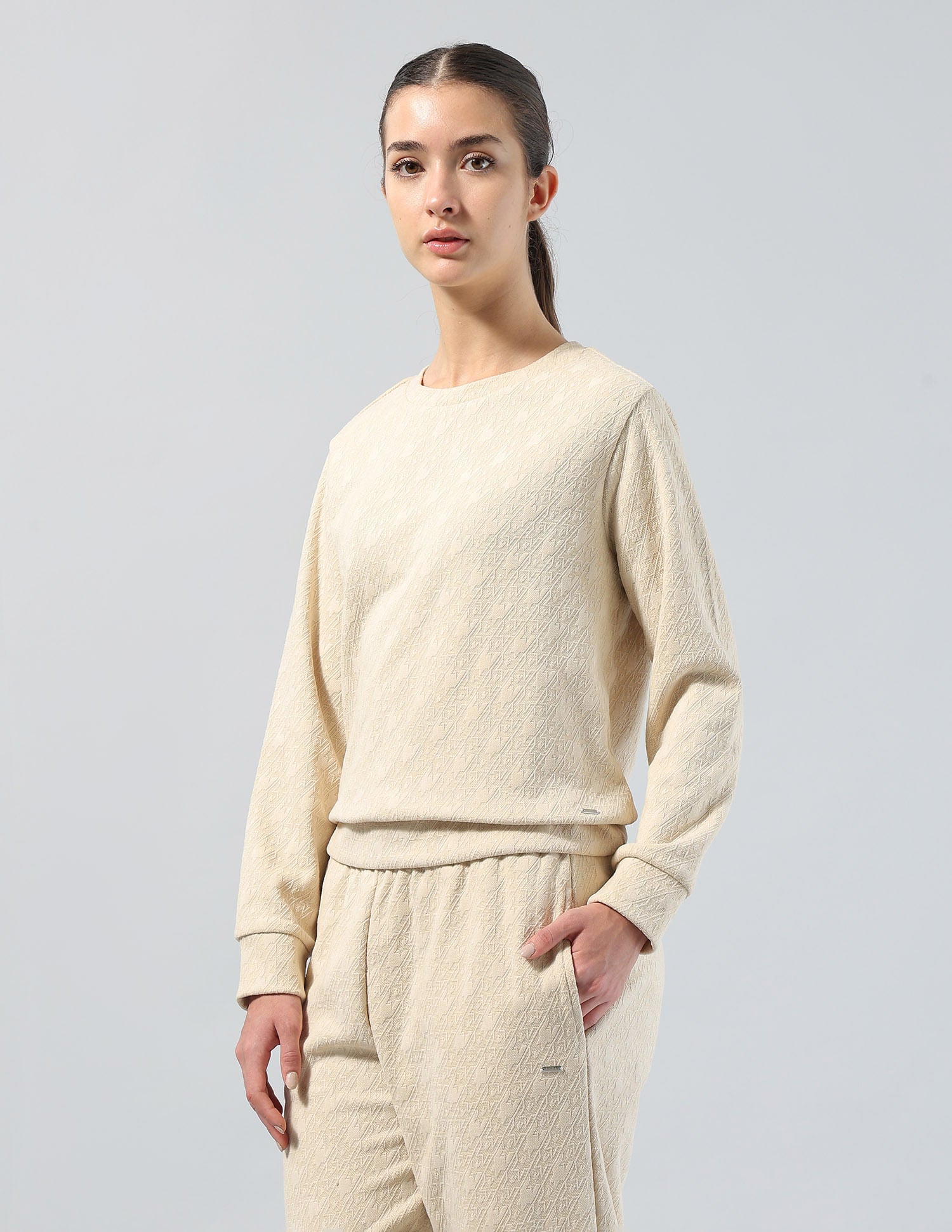 Textured Regular Fit Sweatshirt White - U.S. POLO ASSN. | Large