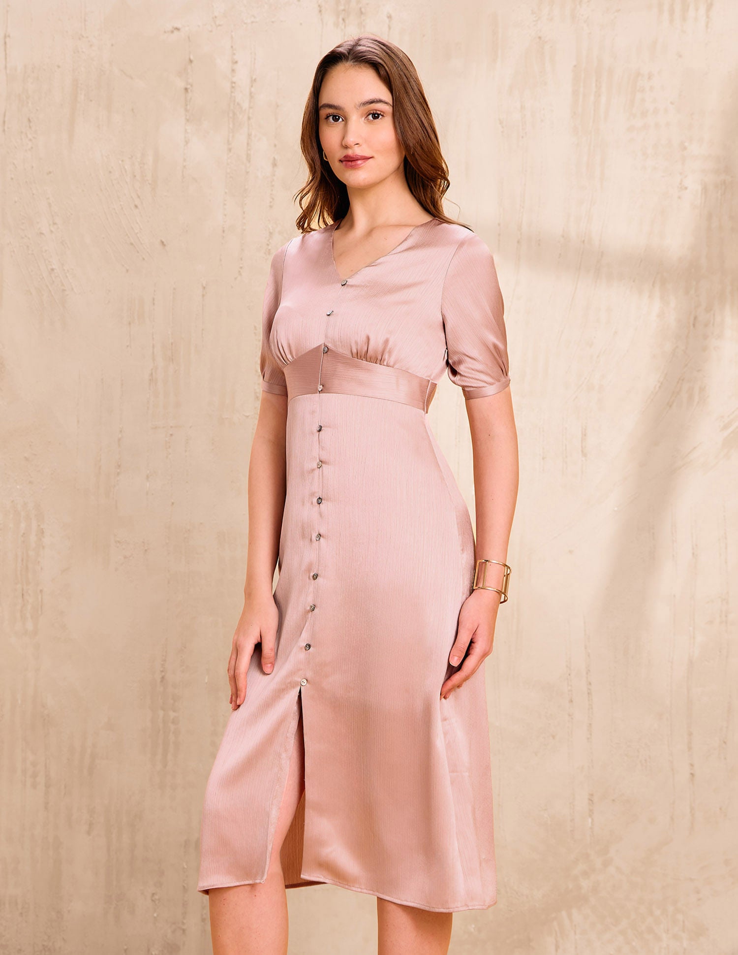 Solid V-neck A-lineDress Pink - U.S. POLO ASSN. | Large