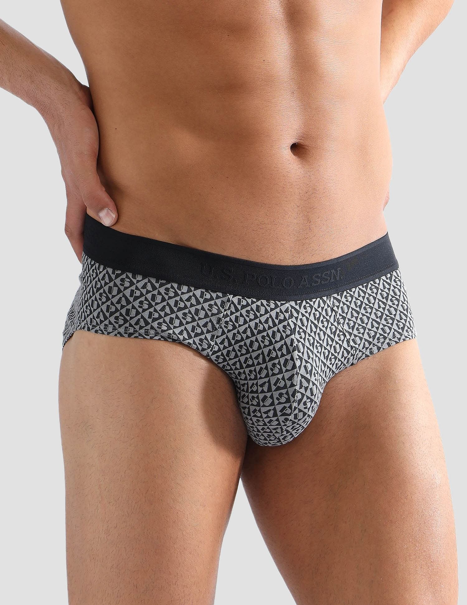 Elasticized Waist Printed PB005 Briefs - Pack of 1 Black - U.S. POLO ASSN. | Large