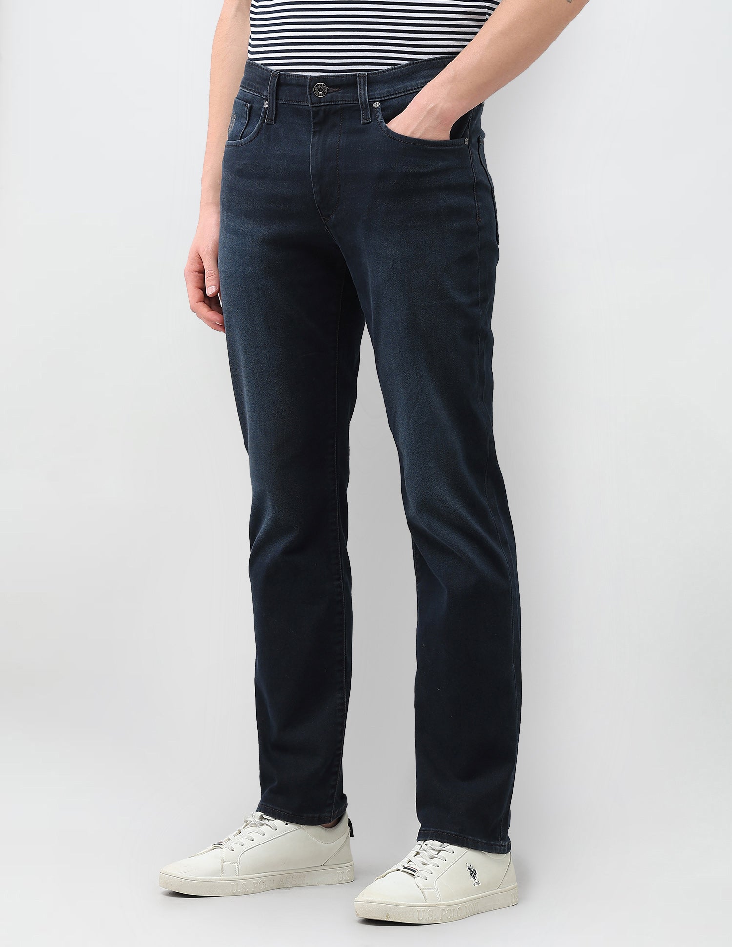 Harold Slim Straight Fit Blue Jeans Mid Blue - U.S. Polo Assn. India | Large