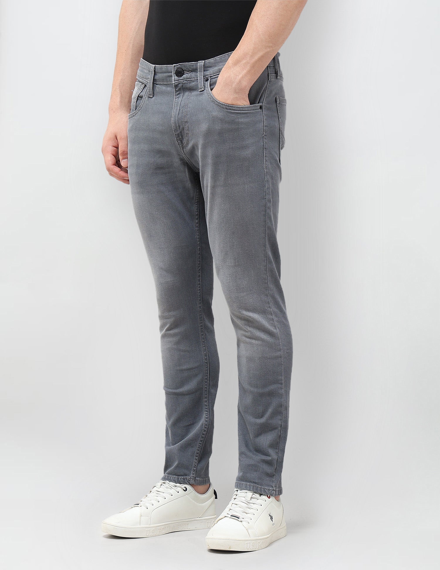 Henry Tapered Fit Whiskered Jeans Mid Grey - U.S. POLO ASSN. | Large