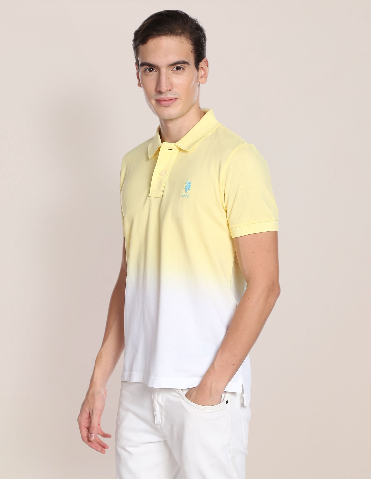 Ombre Cotton Polo Shirt Yellow - U.S. Polo Assn. India | Large