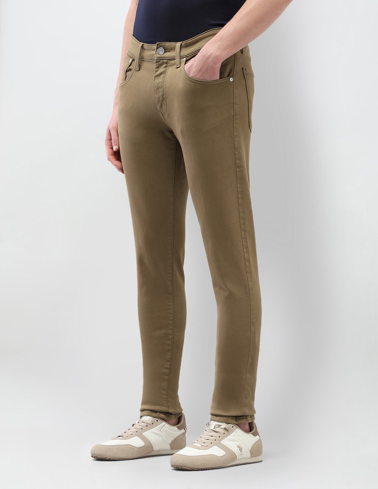 Brandon Slim Tapered Fit Brown Jeans Khaki - U.S. Polo Assn. India | Large