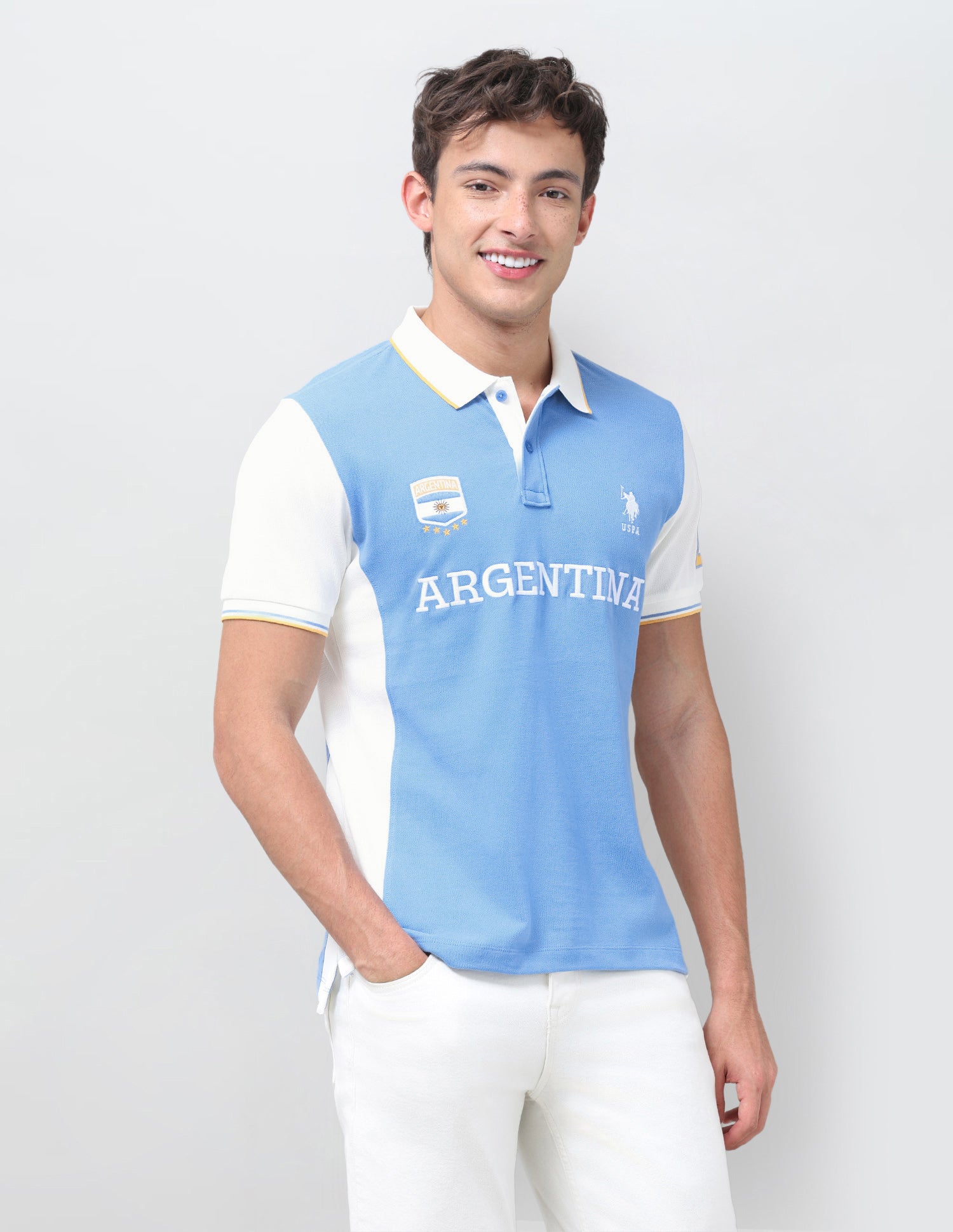 Colourblocked Slim Fit Polo Shirt Blue - U.S. Polo Assn. India | Large