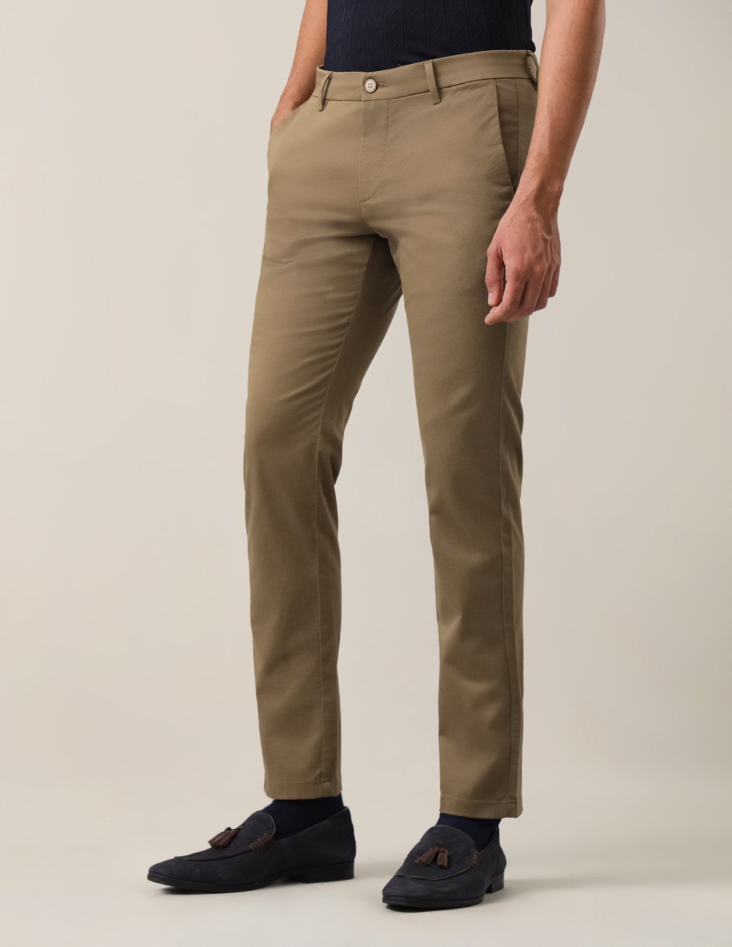 Twill Denver Slim Fit Trousers Dark Khaki - U.S. Polo Assn. India | Large